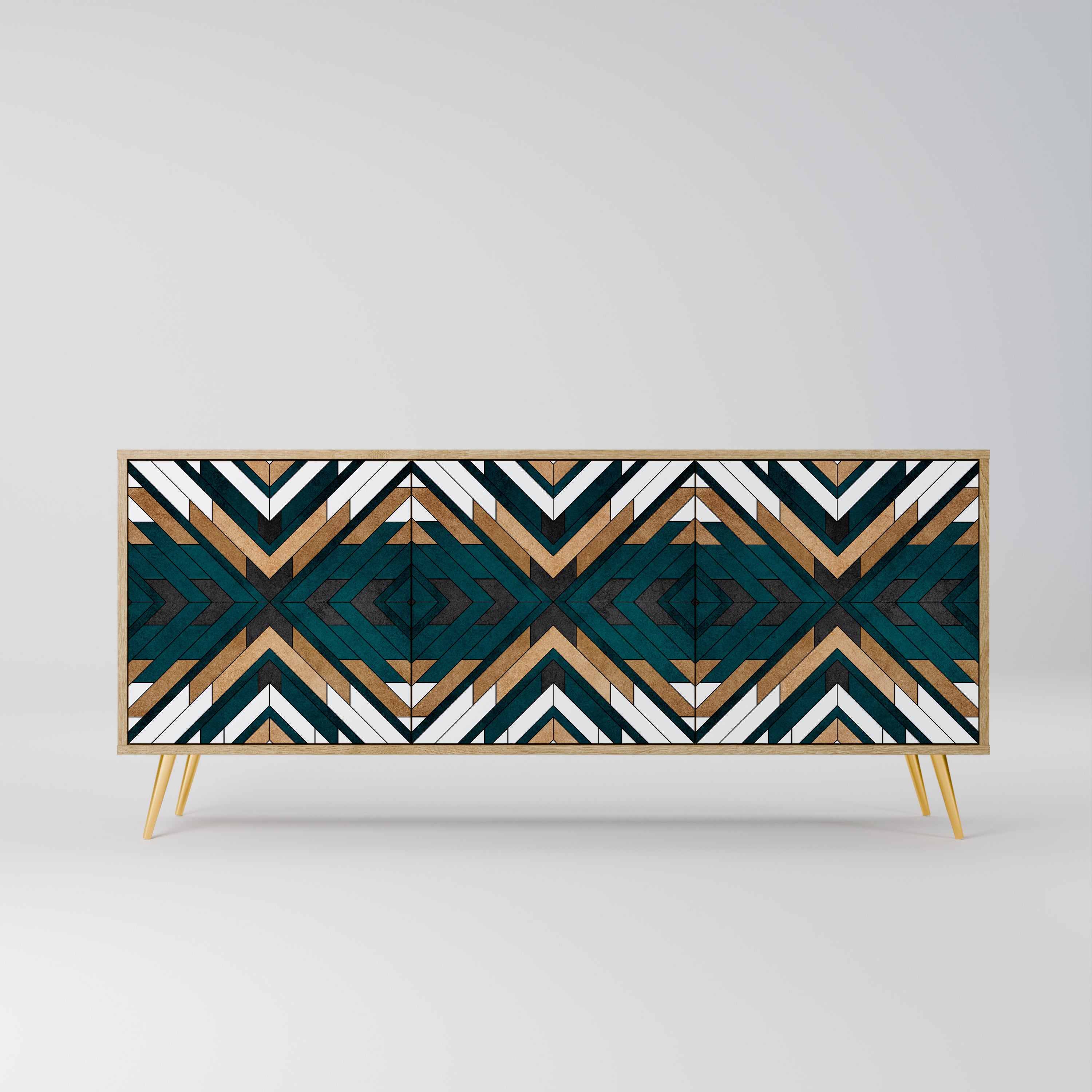 ARTISTIC GEOMETRY 3-Door Sideboard in Oak Effect