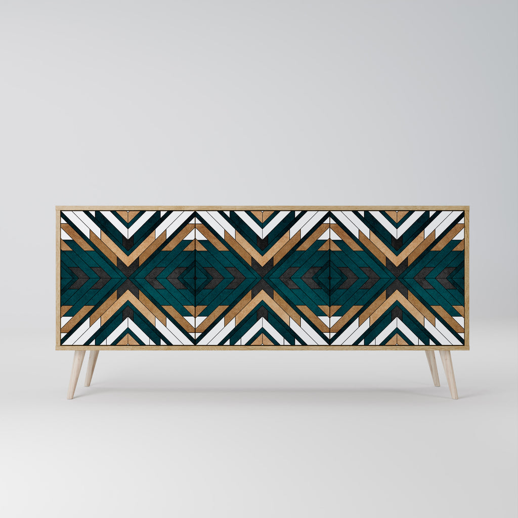 ARTISTIC GEOMETRY 3-Door Sideboard in Oak Effect