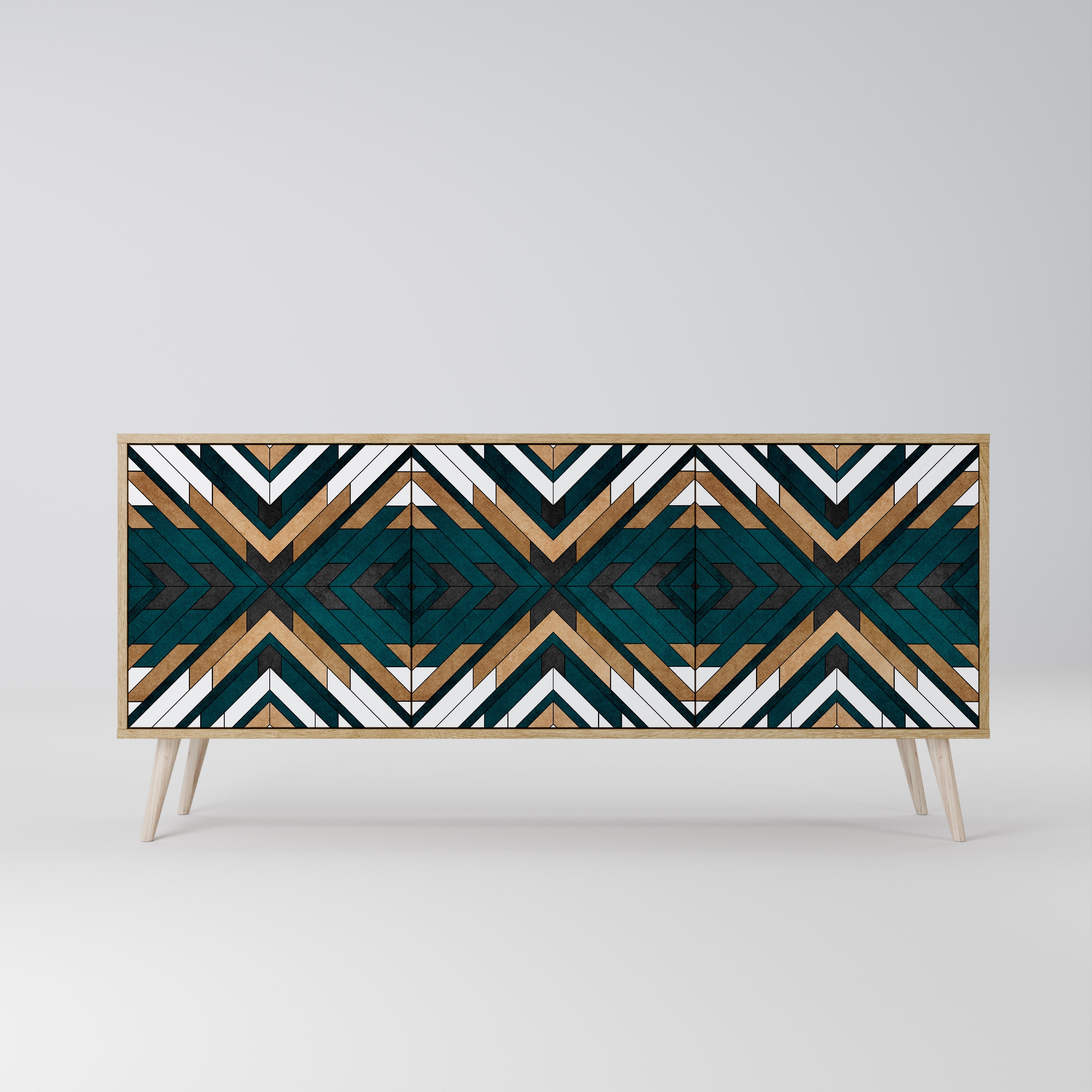 ARTISTIC GEOMETRY 3-Door Sideboard in Oak Effect