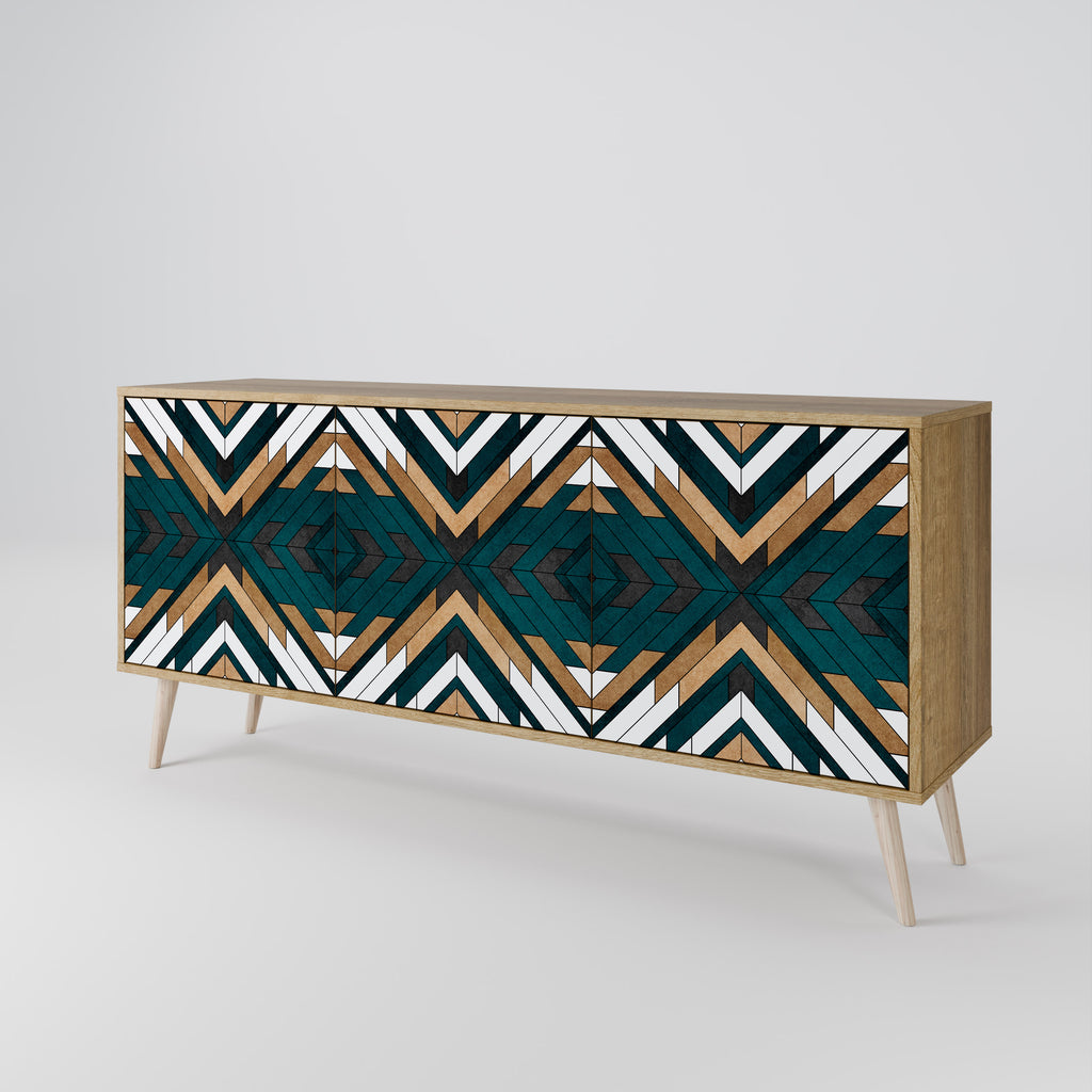 ARTISTIC GEOMETRY 3-Door Sideboard in Oak Effect