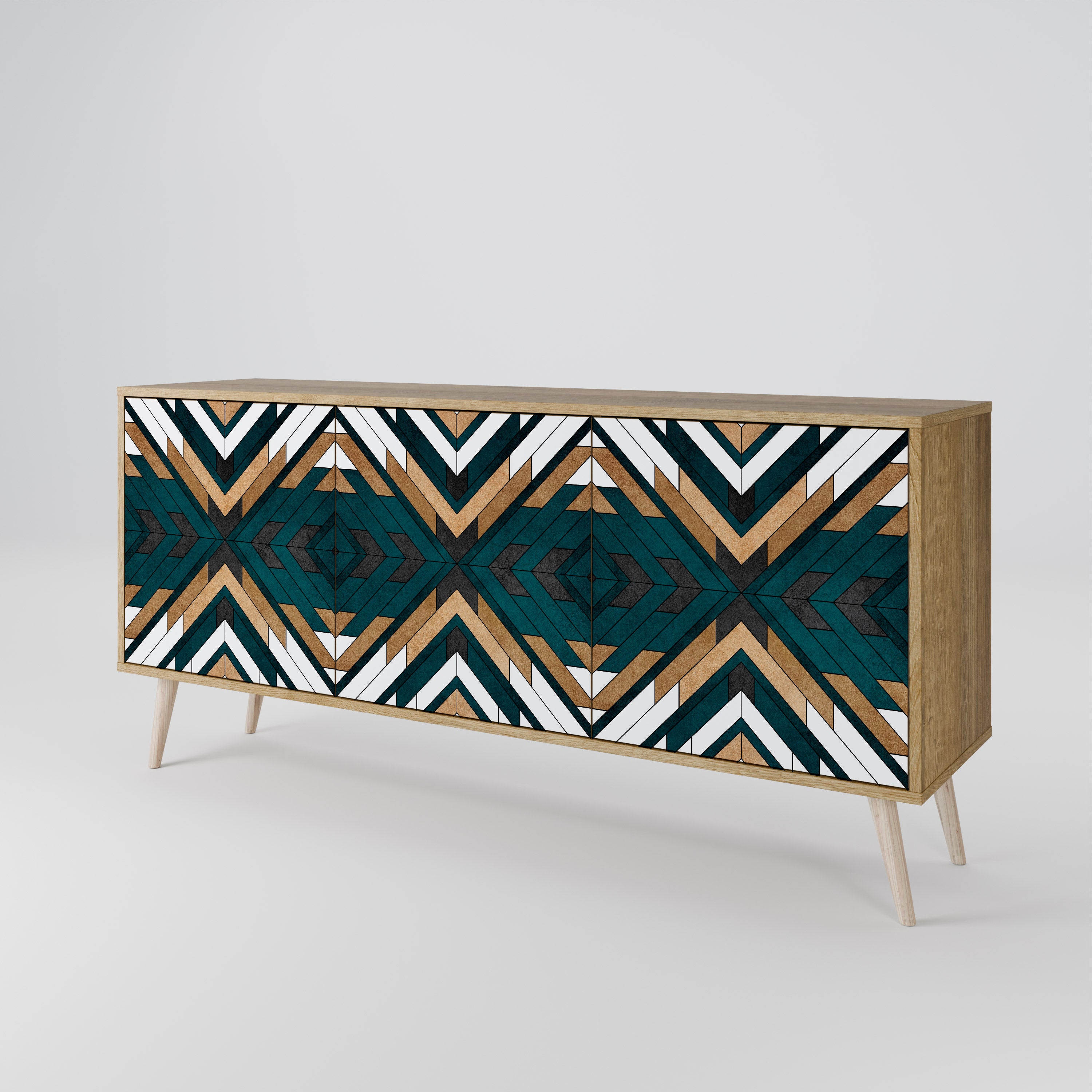 ARTISTIC GEOMETRY 3-Door Sideboard in Oak Effect