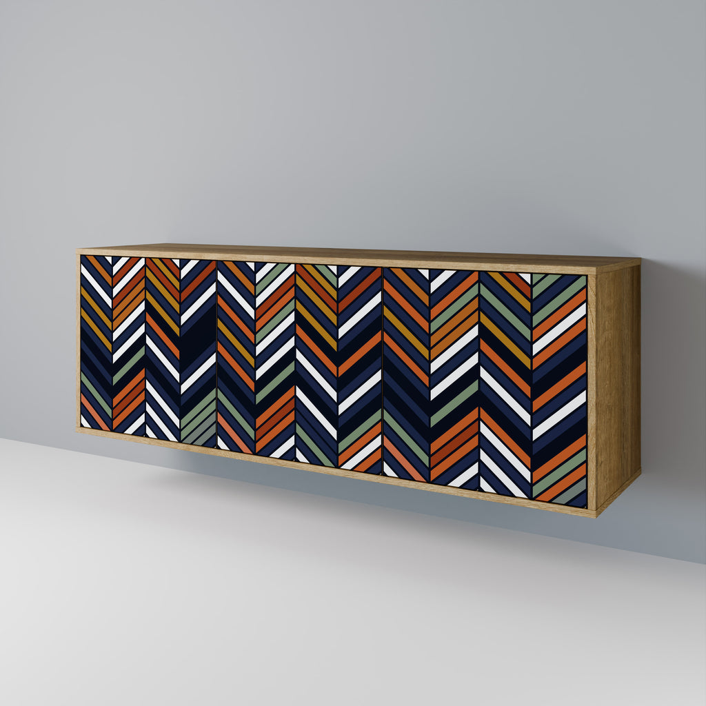 VIBRANT PATCHWORK 3-Door Sideboard in Oak Effect