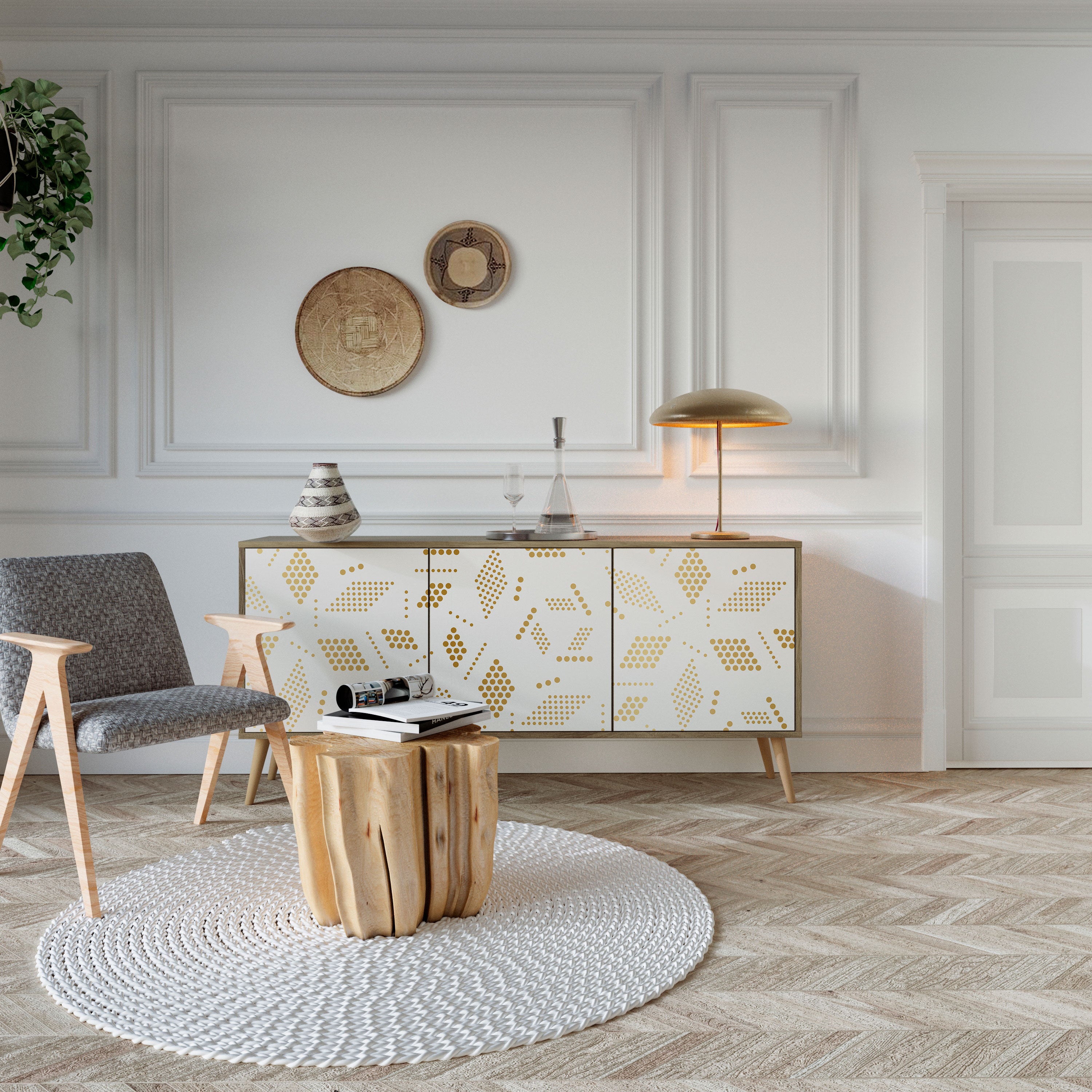 SPOTTED DAZE 3-Door Sideboard in Oak Effect