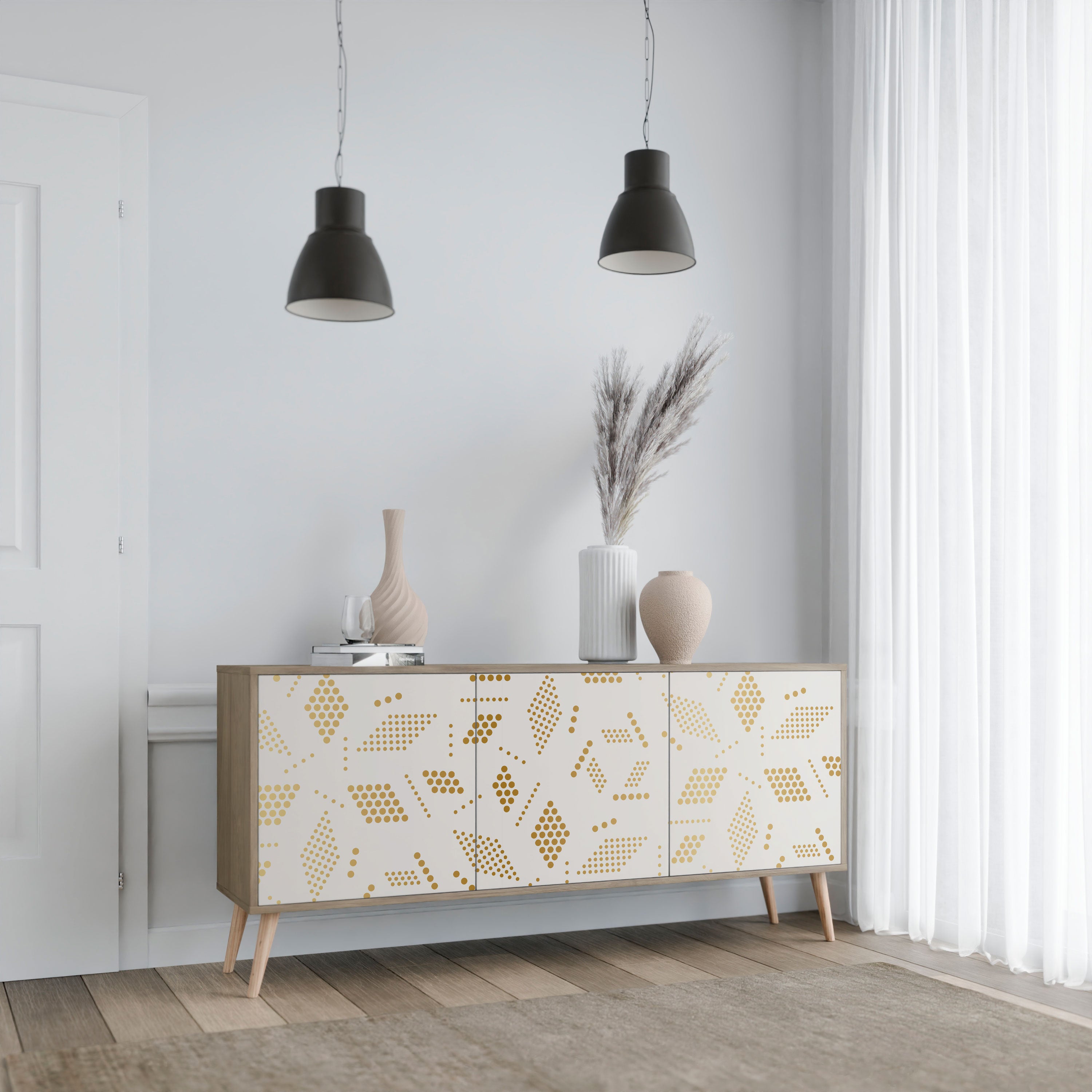 SPOTTED DAZE 3-Door Sideboard in Oak Effect