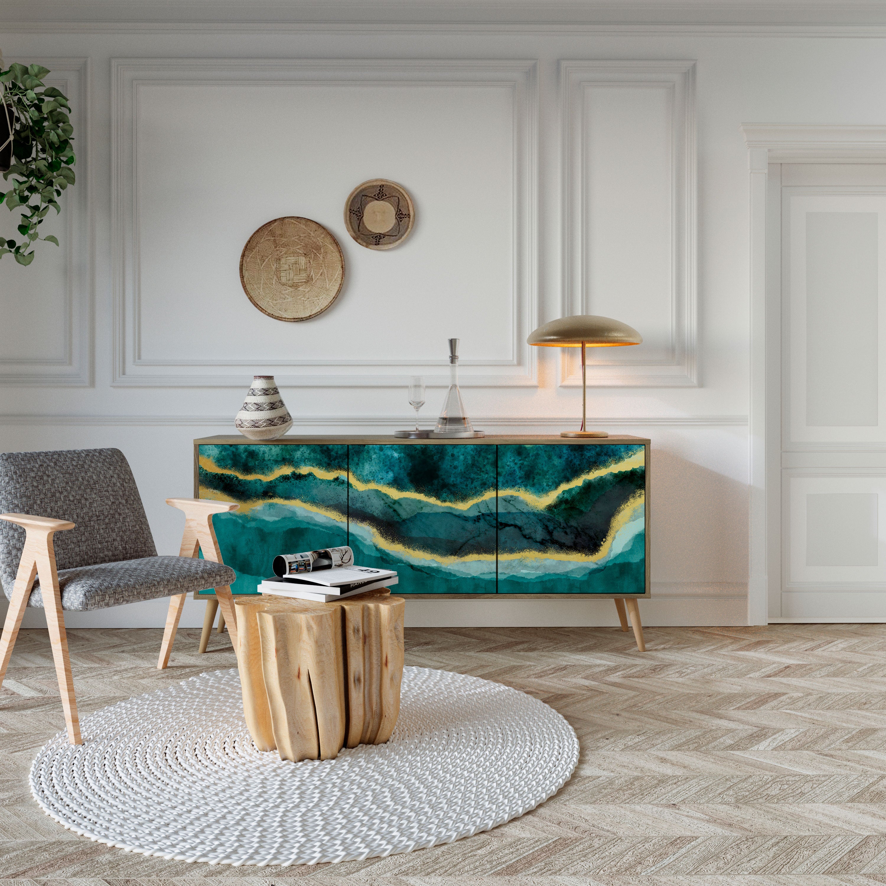 GOLDRUSH ODYSSEY 3-Door Sideboard in Oak Effect