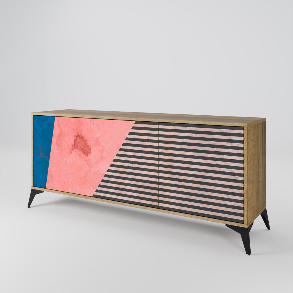 GLAMOROUS STRIPE 3-Door Sideboard in Oak Effect