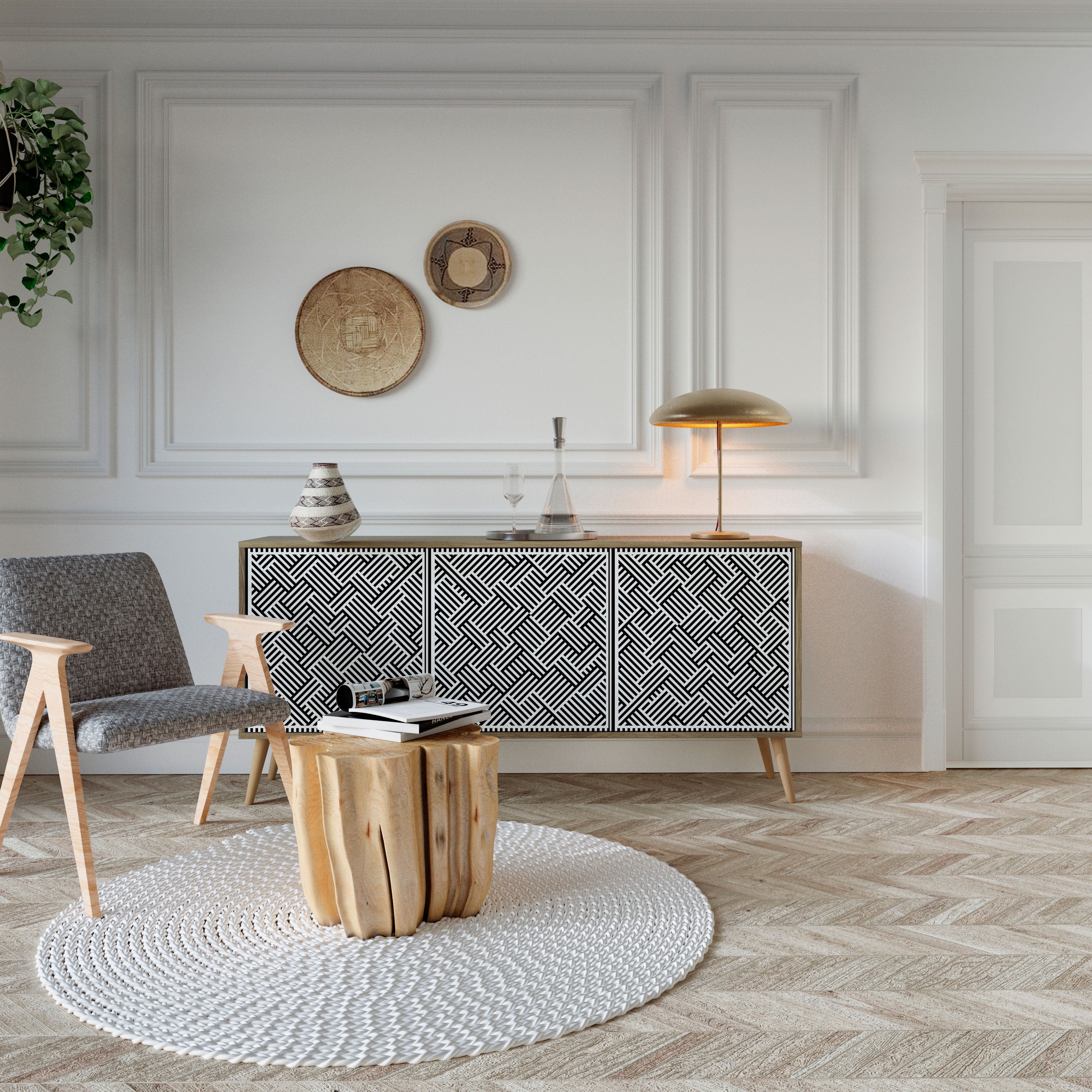 TEMPORARY SEQUENCE 3-Door Sideboard in Oak Effect