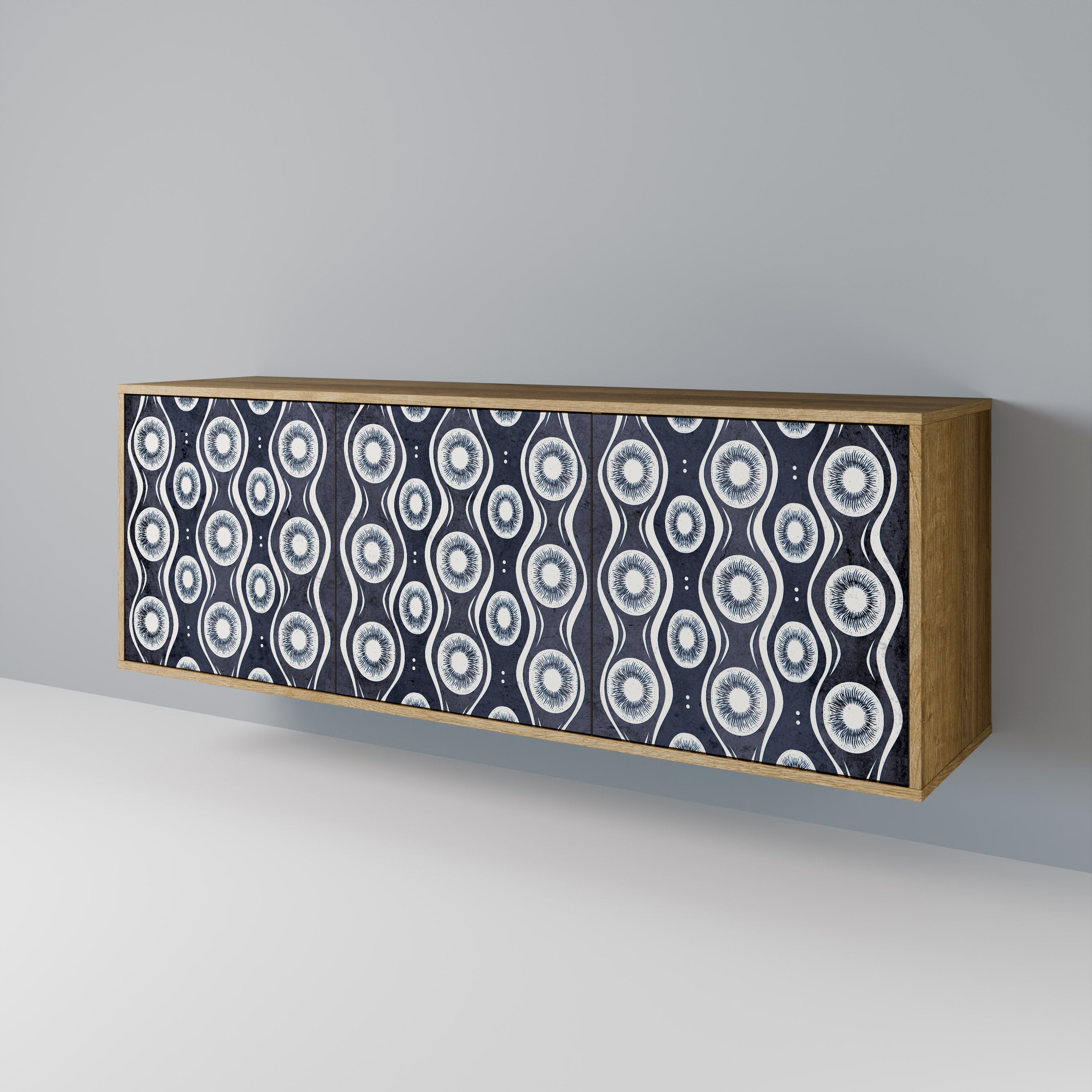 GRAPHITE EYES 3-Door Sideboard in Oak Effect