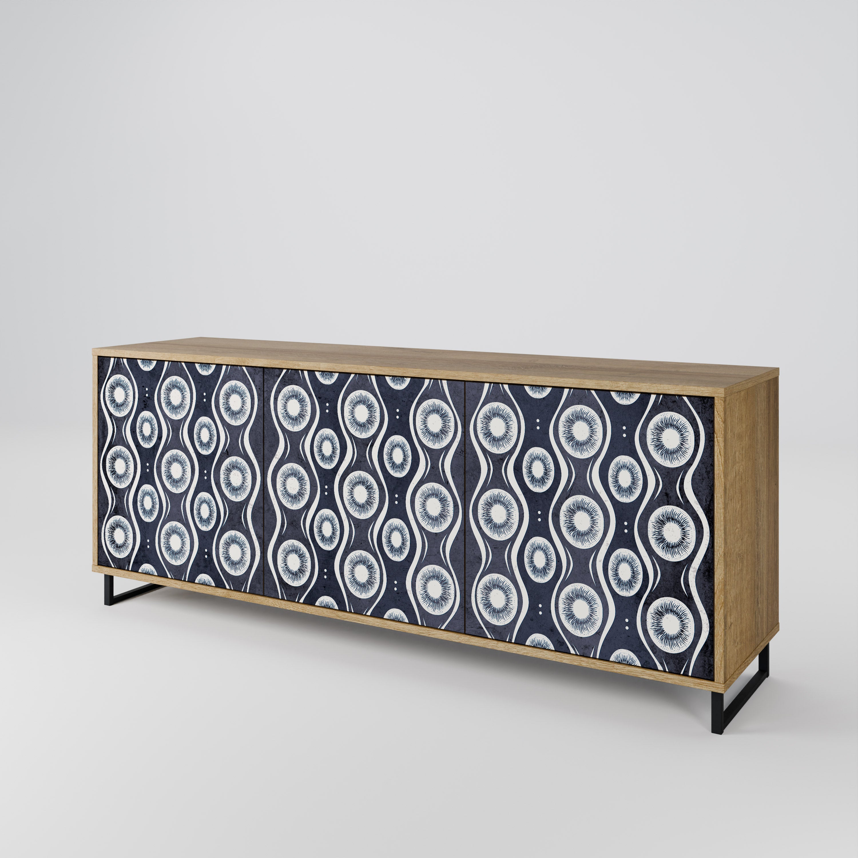 GRAPHITE EYES 3-Door Sideboard in Oak Effect