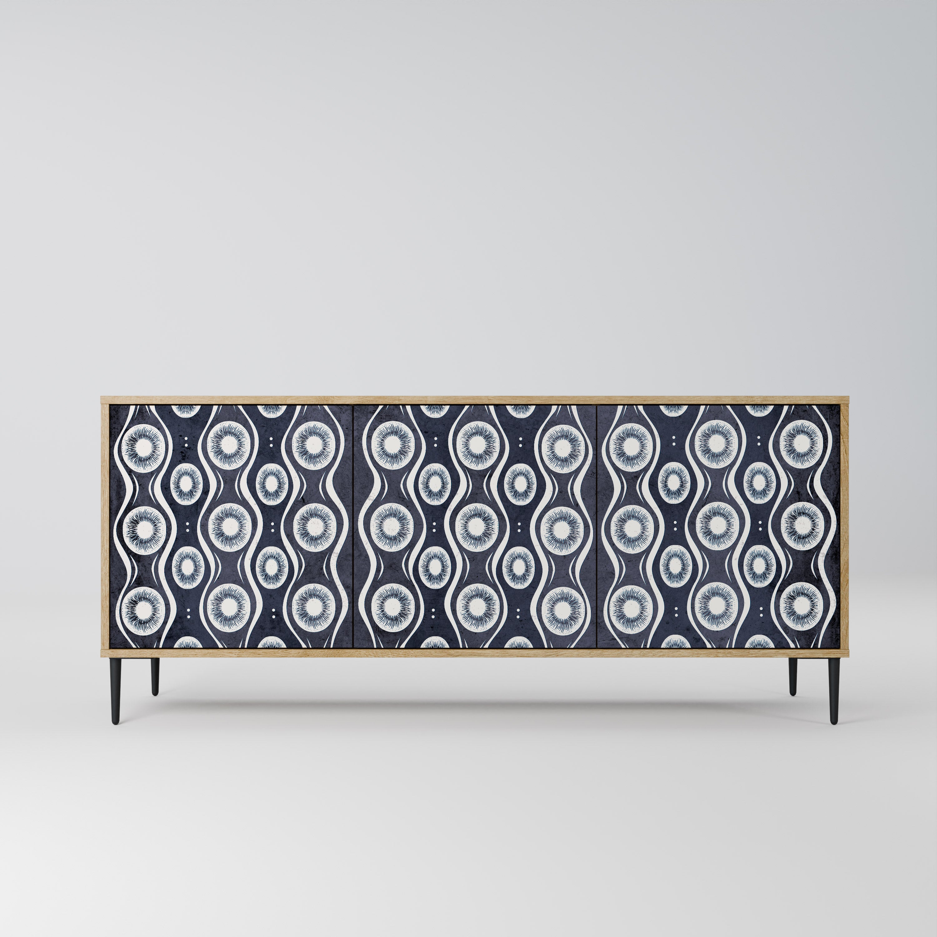 GRAPHITE EYES 3-Door Sideboard in Oak Effect