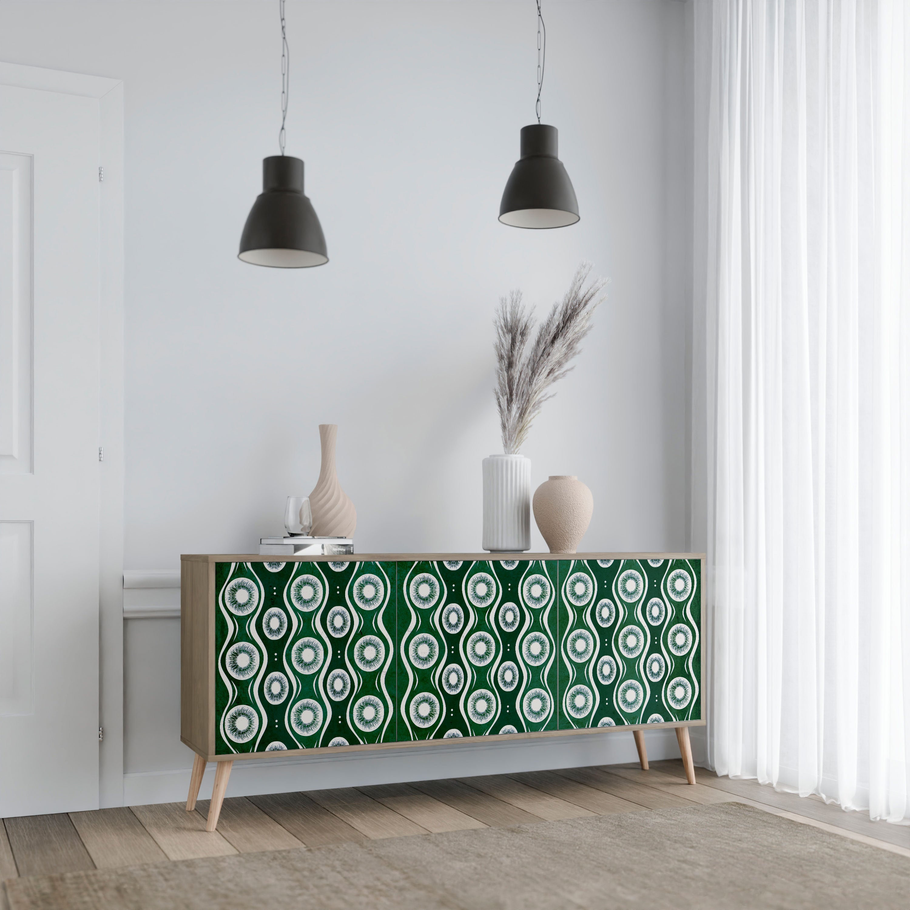 GREEN EYES 3-Door Sideboard in Oak Effect