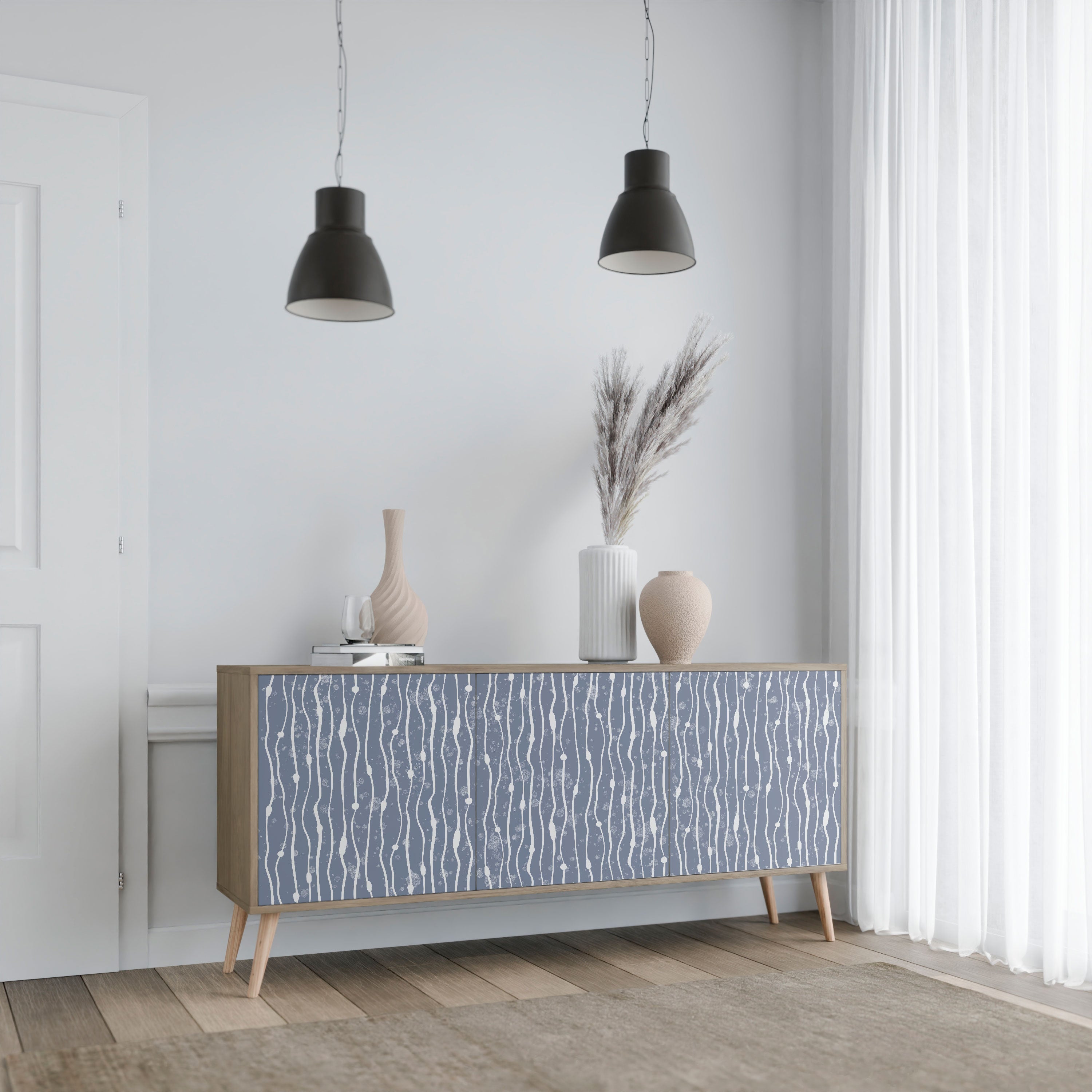 GRAPHITE RAIN 3-Door Sideboard in Oak Effect