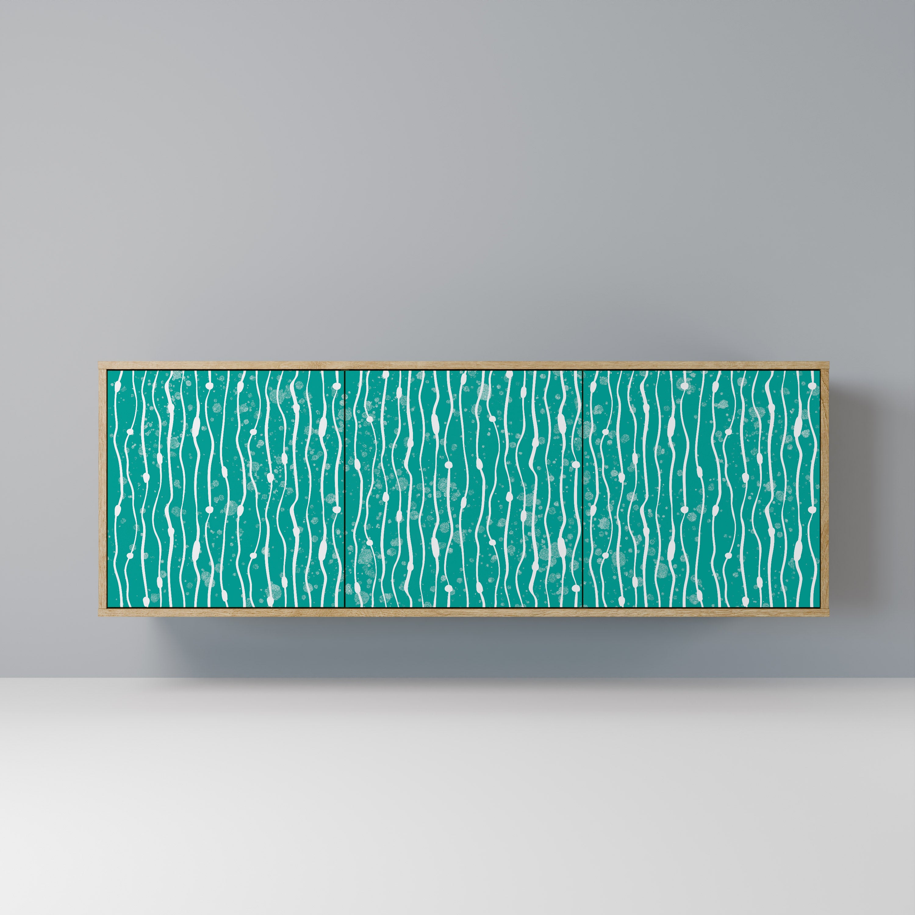 TURQUOISE RAIN 3-Door Sideboard in Oak Effect