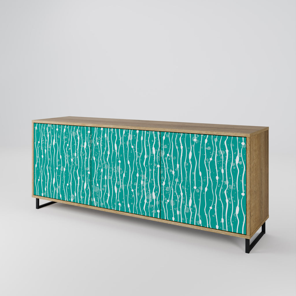 TURQUOISE RAIN 3-Door Sideboard in Oak Effect
