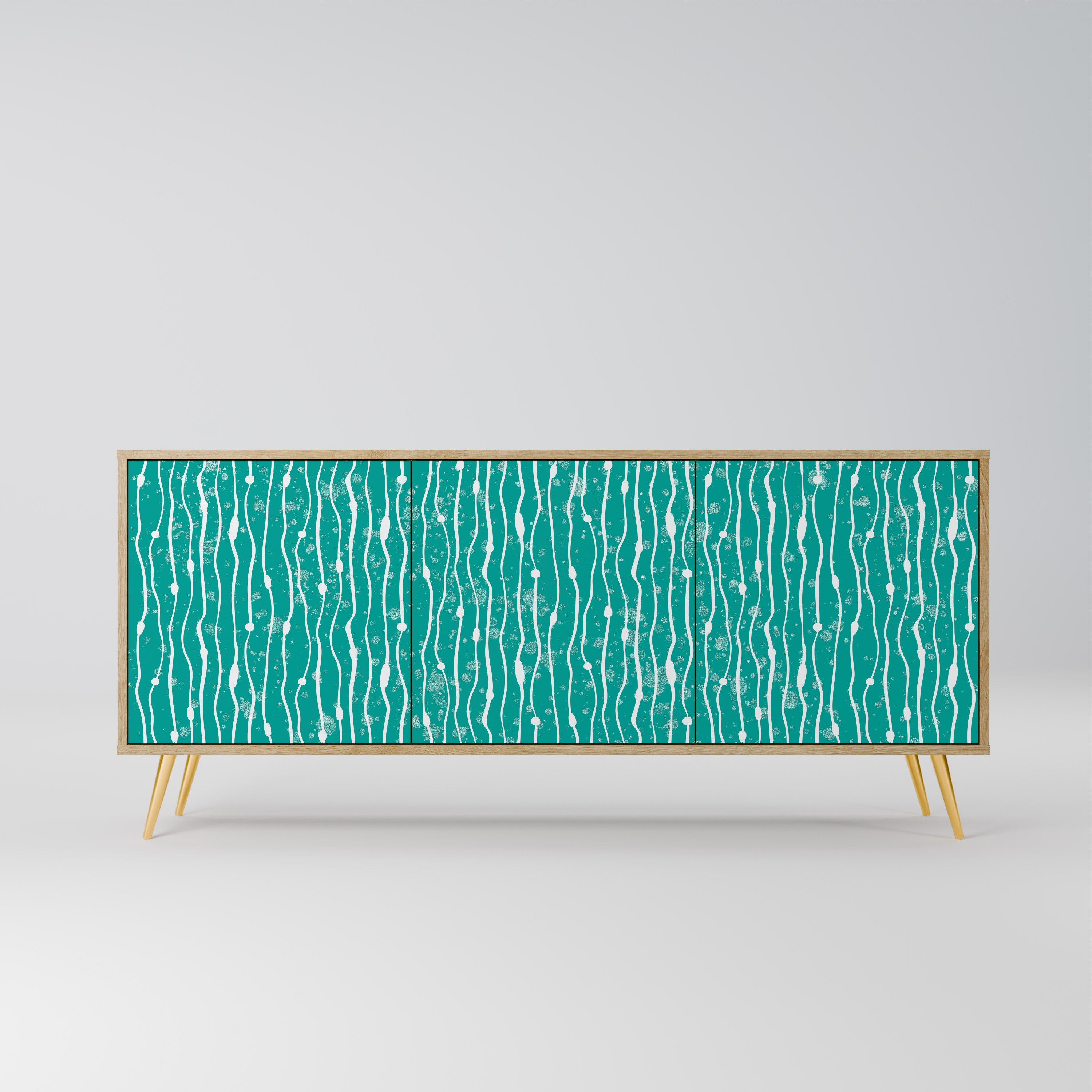 TURQUOISE RAIN 3-Door Sideboard in Oak Effect
