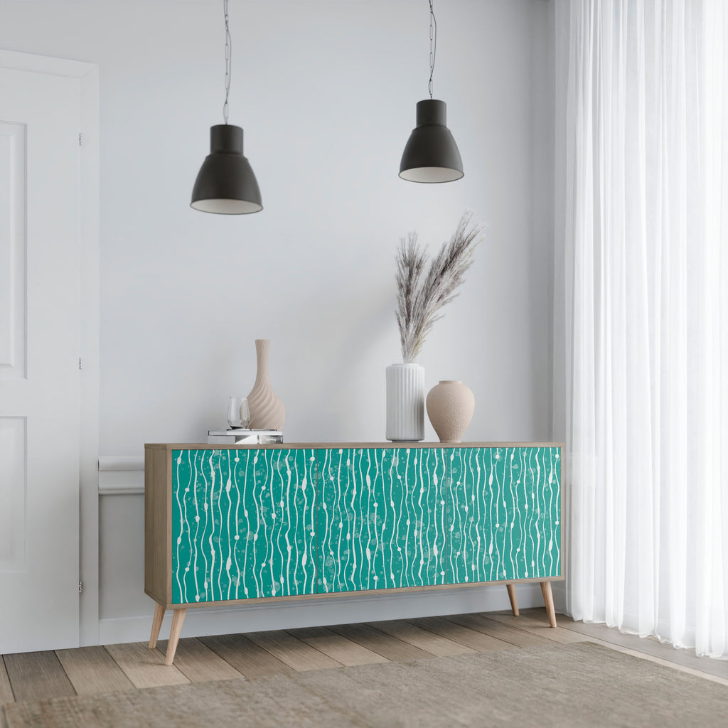 TURQUOISE RAIN 3-Door Sideboard in Oak Effect