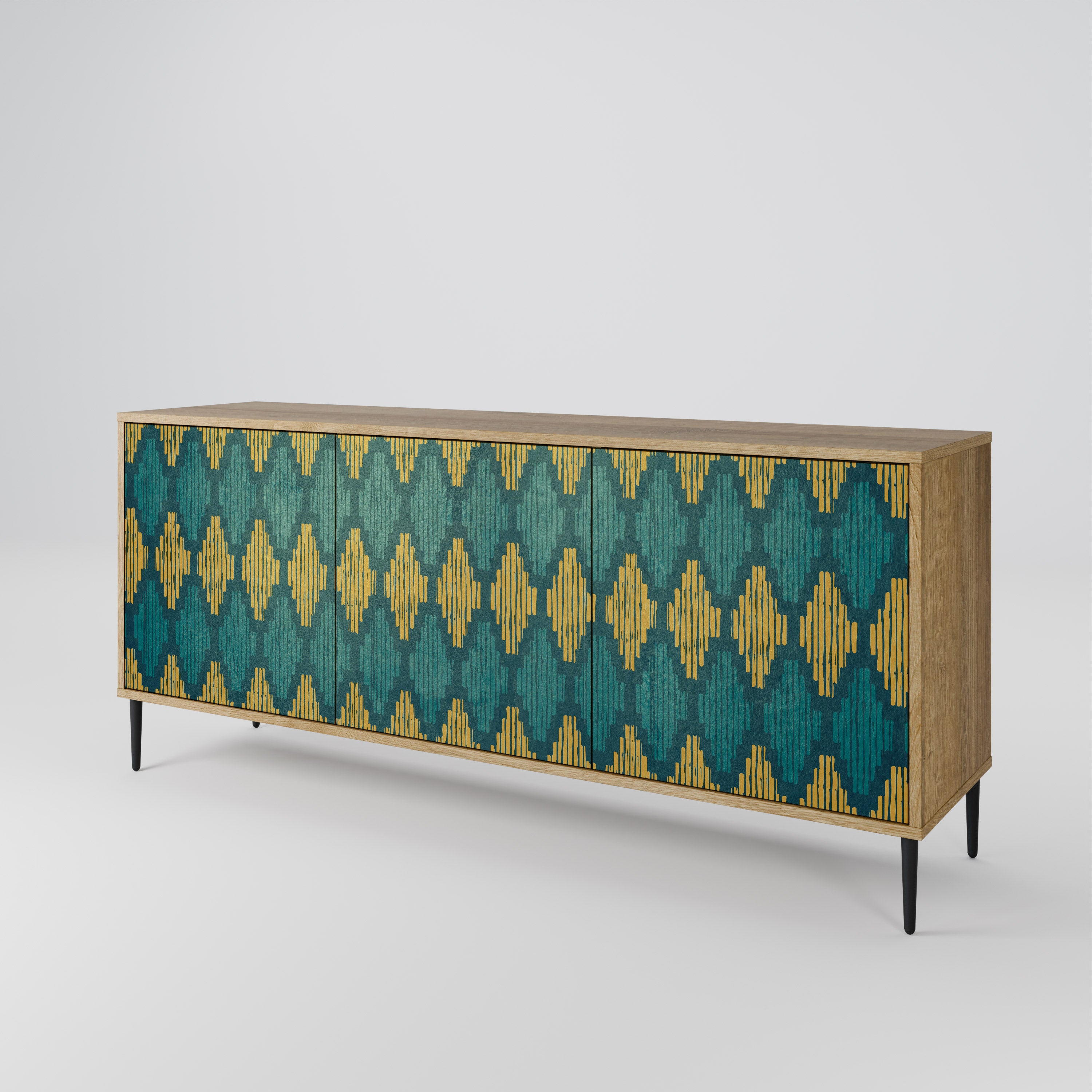 POLYGONS 3-Door Sideboard in Oak Effect