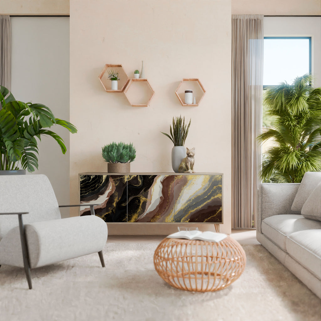 GOLD DUST 3-Door Sideboard in Oak Effect