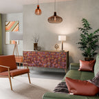 PAINTED SQUARES Aparador de 3 Puertas en Efecto Roble