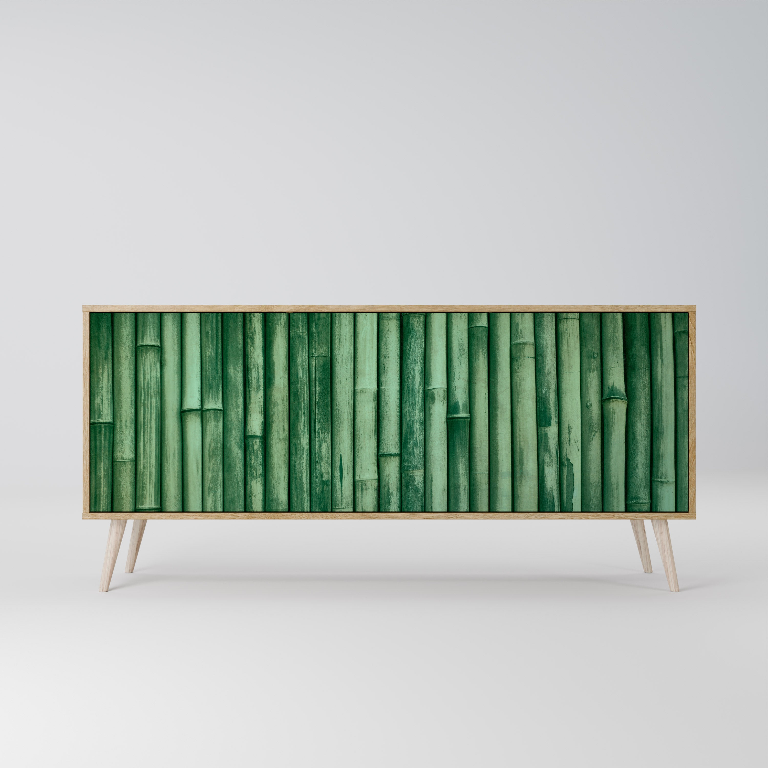 NATURAL GREEN 3-Door Sideboard in Oak Effect