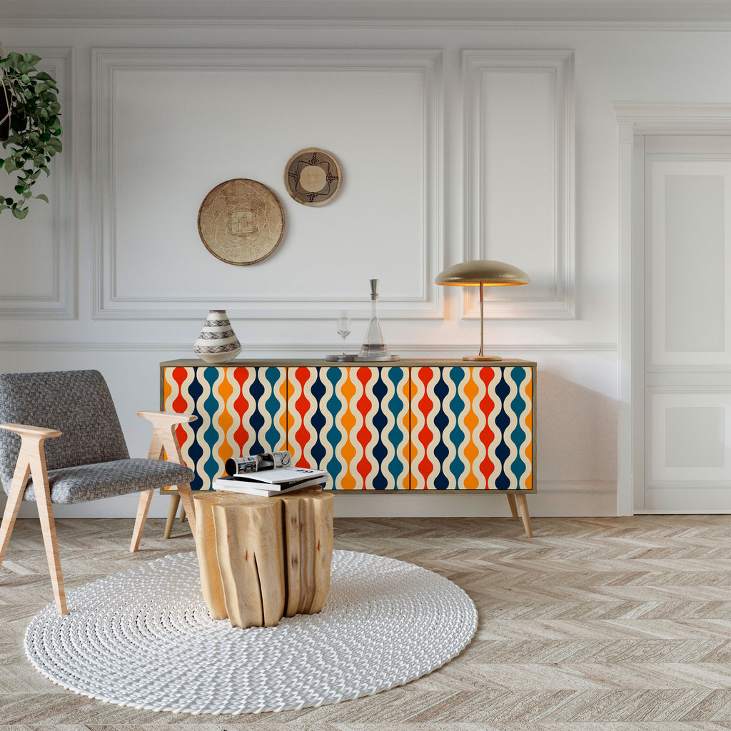 Aparador de 3 puertas con efecto roble NOSTALGIA COLORIDA