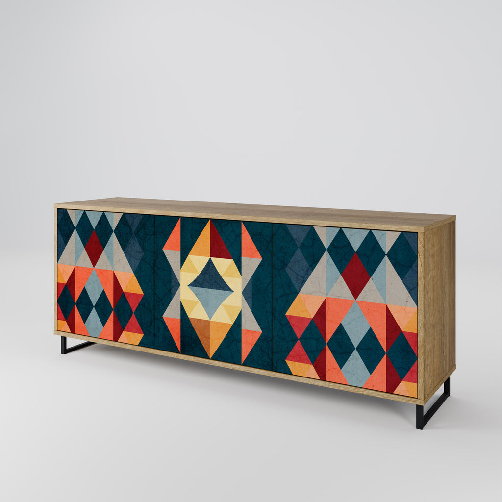 CRACKED ILLUSION 3-Door Sideboard in Oak Effect