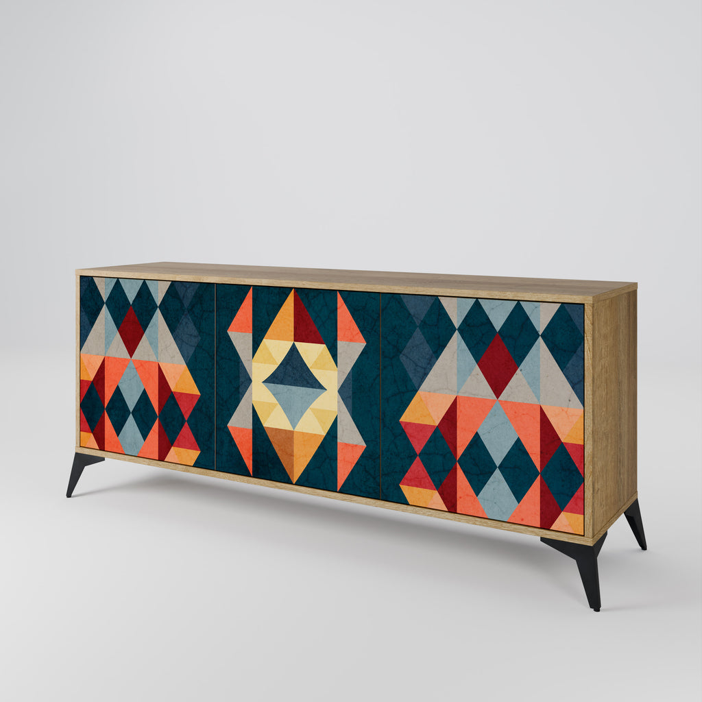 CRACKED ILLUSION 3-Door Sideboard in Oak Effect