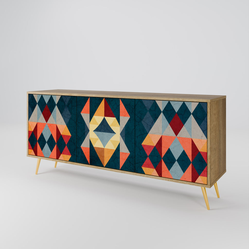 CRACKED ILLUSION 3-Door Sideboard in Oak Effect