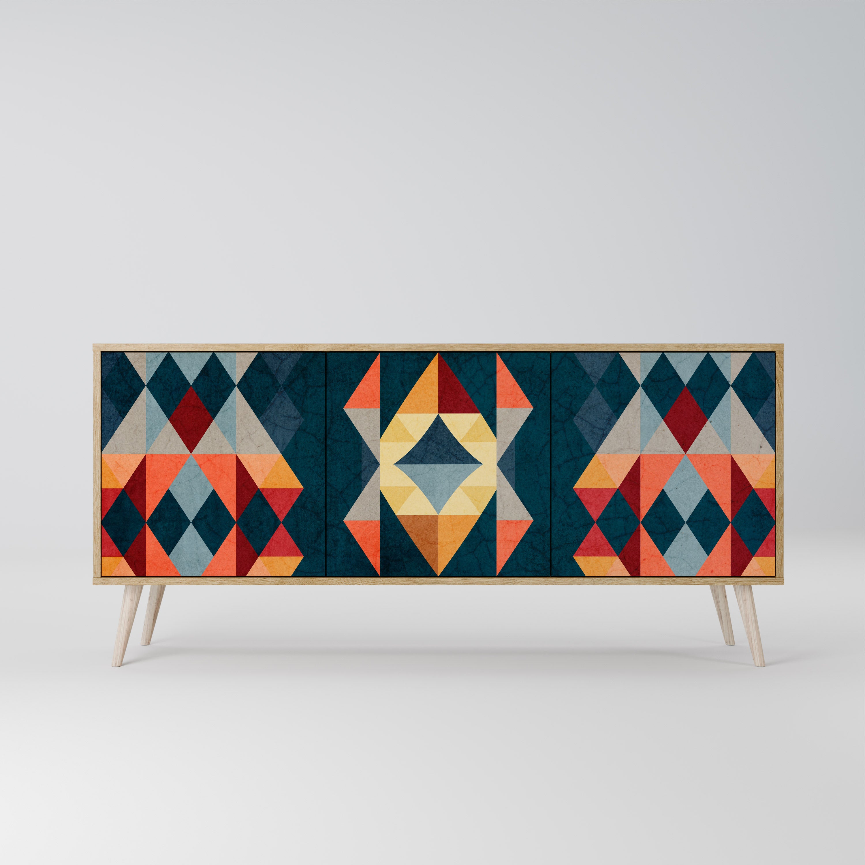 CRACKED ILLUSION 3-Door Sideboard in Oak Effect