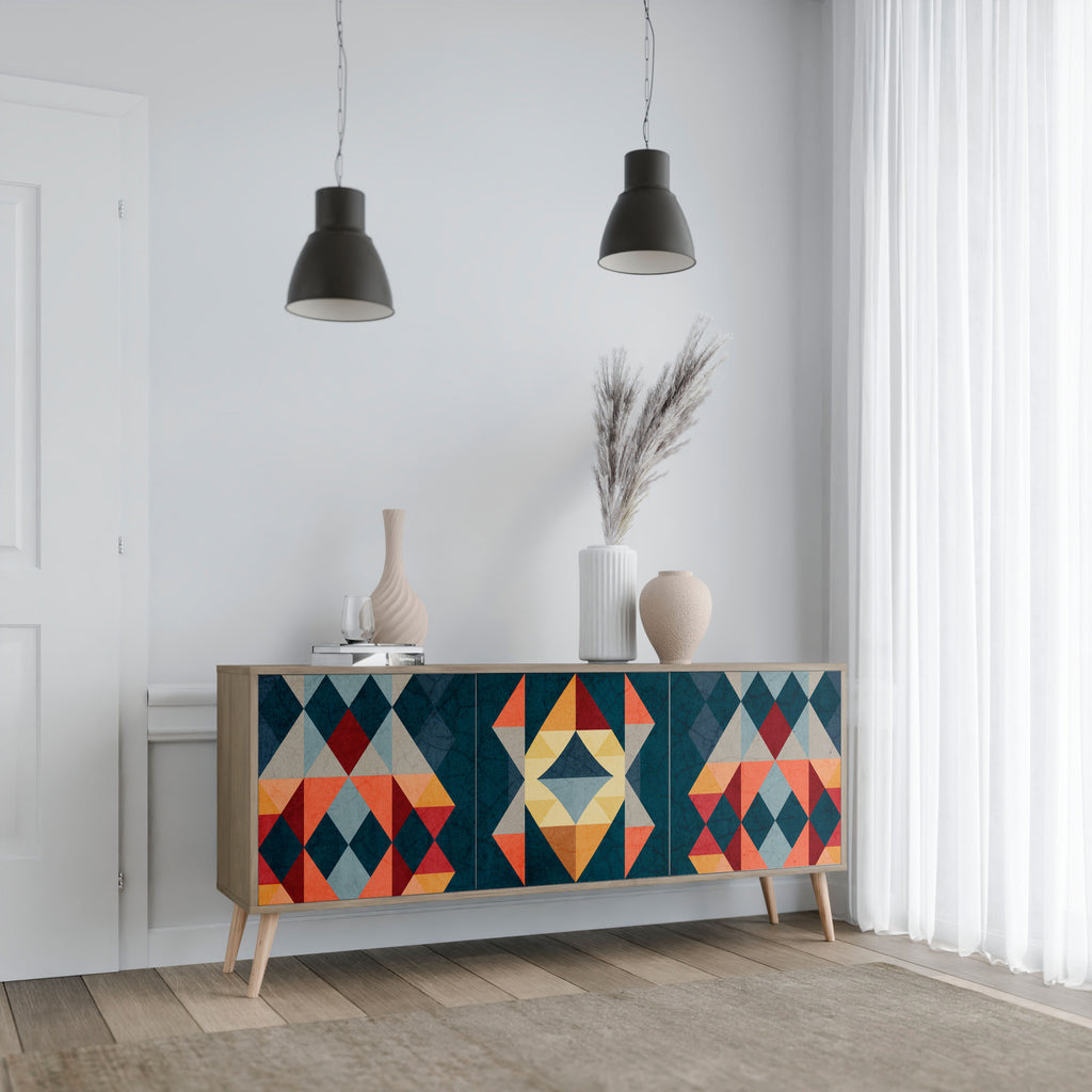 CRACKED ILLUSION 3-Door Sideboard in Oak Effect