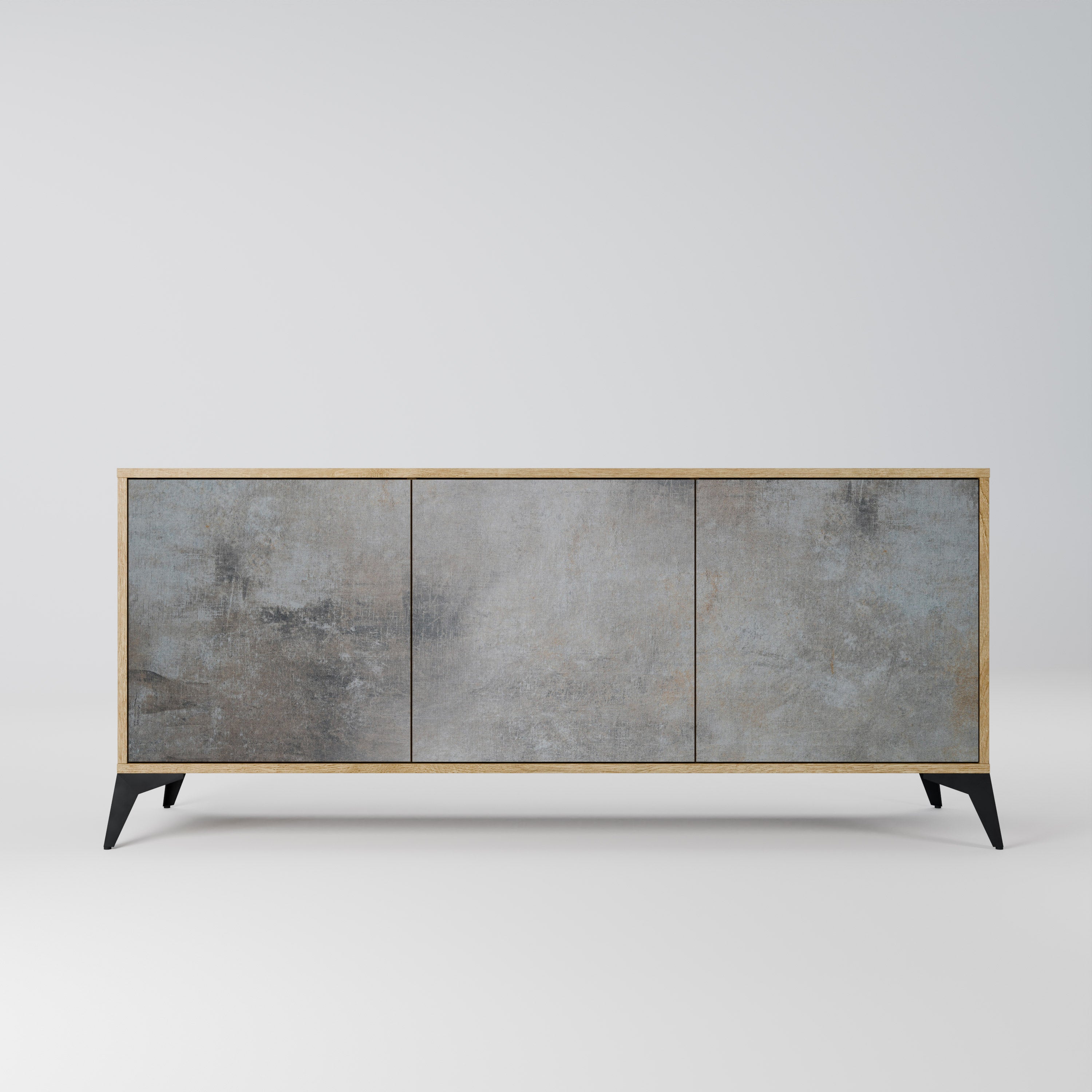 CONCRETE WALL 3-Door Sideboard in Oak Effect