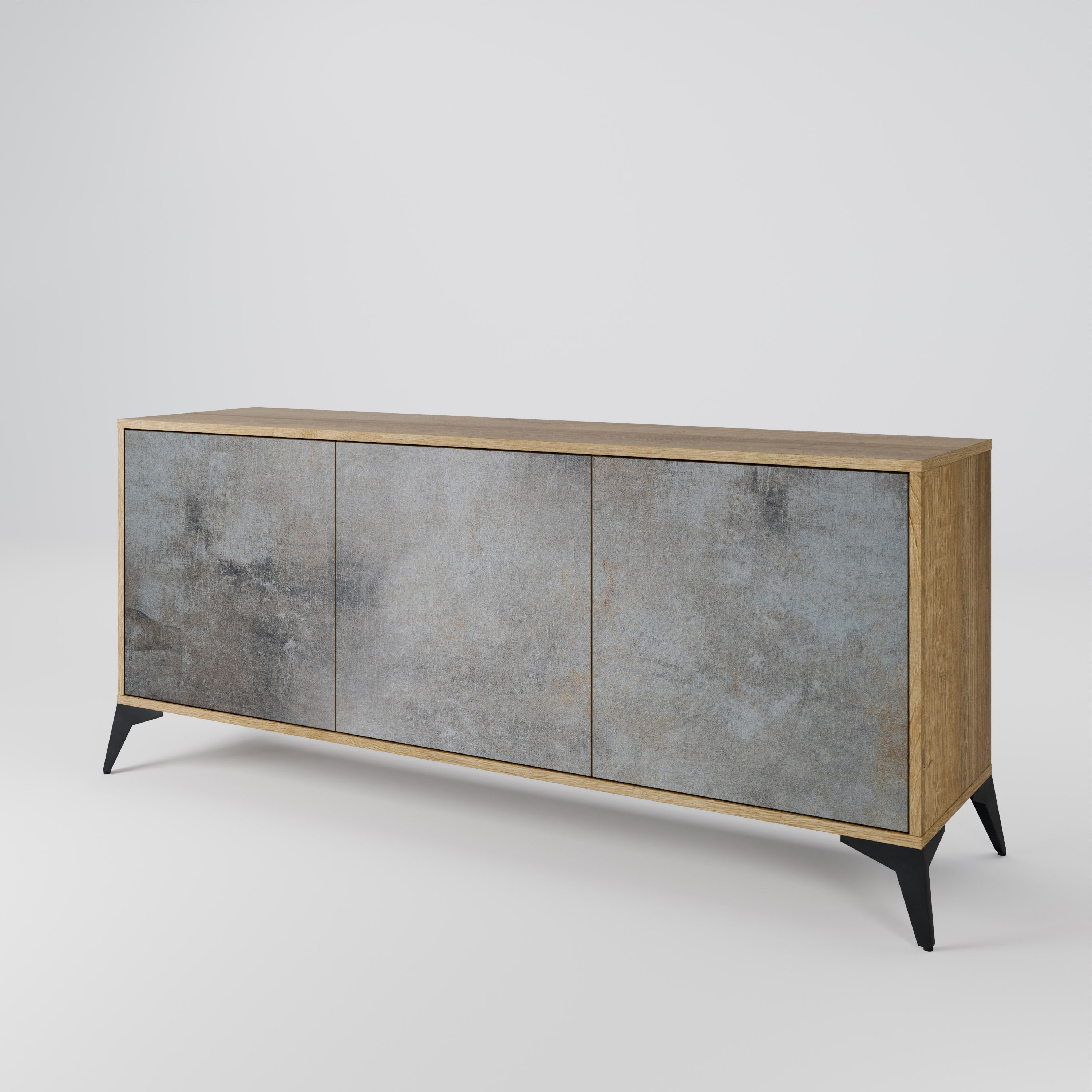 CONCRETE WALL 3-Door Sideboard in Oak Effect