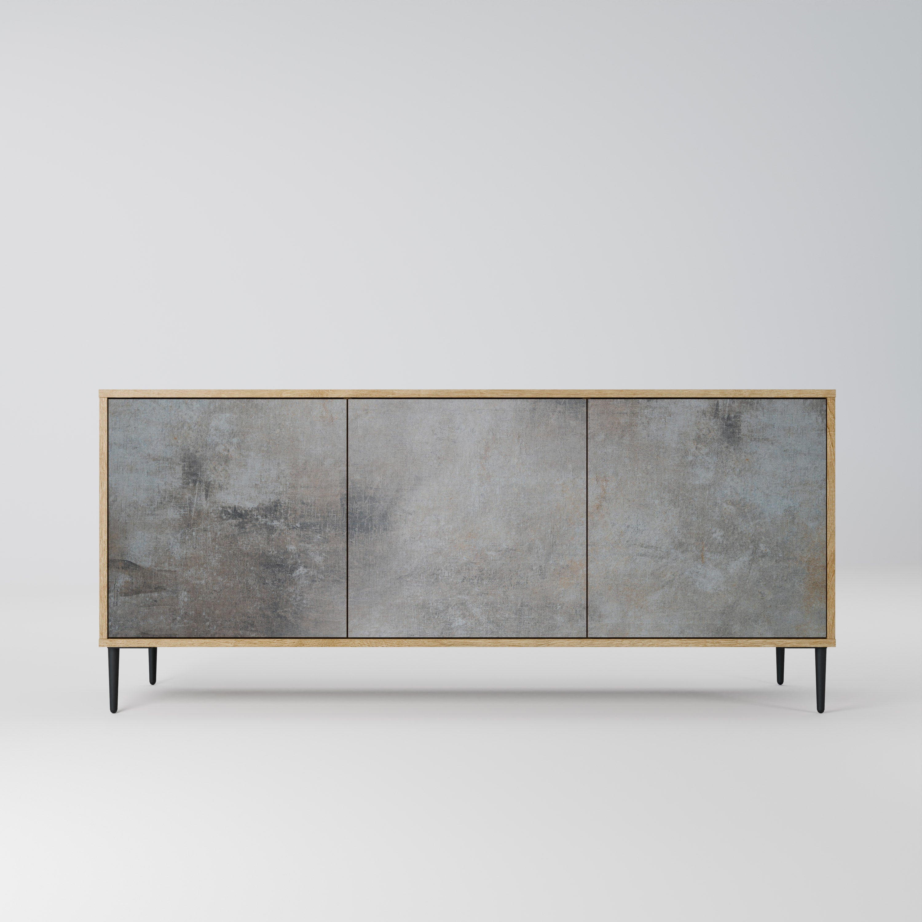 CONCRETE WALL 3-Door Sideboard in Oak Effect
