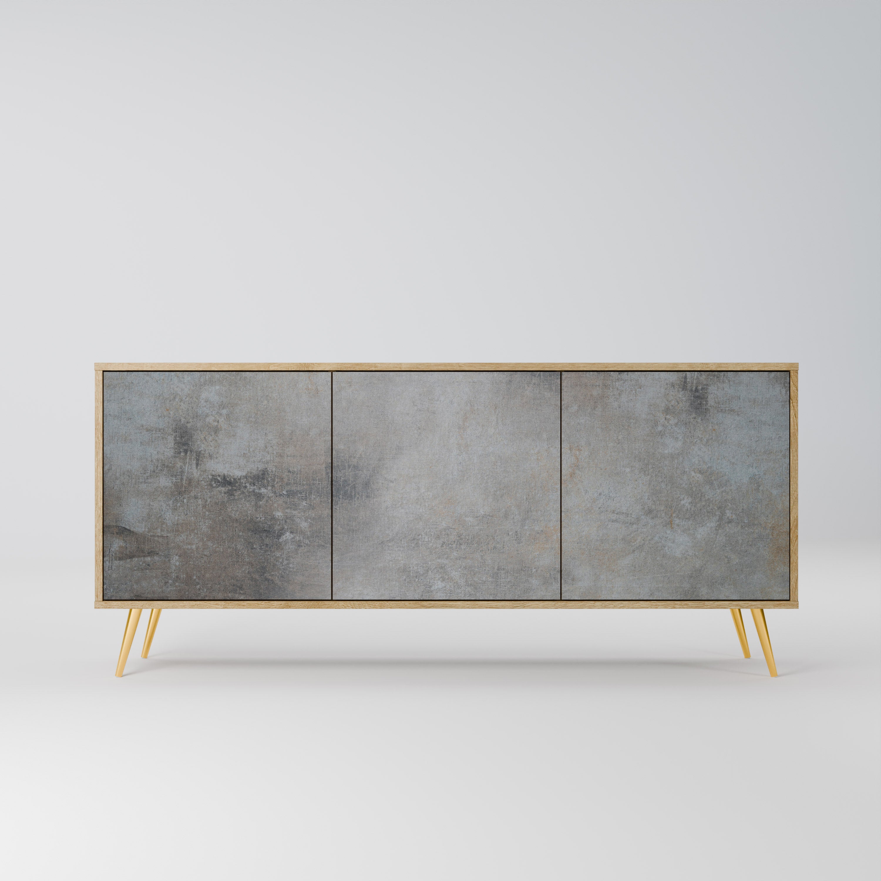 CONCRETE WALL 3-Door Sideboard in Oak Effect