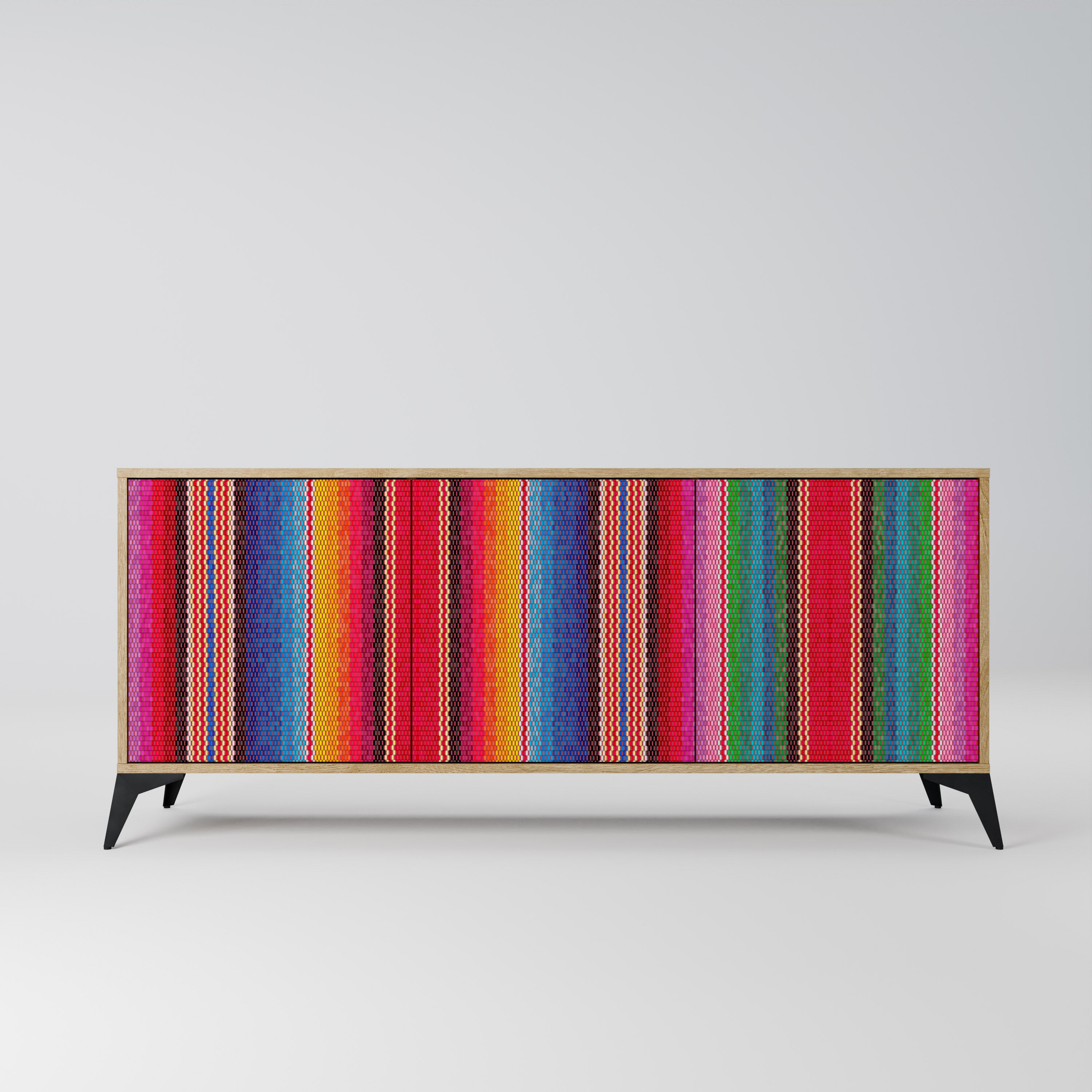 ETHNIC MEXICAN 3-Door Sideboard in Oak Effect