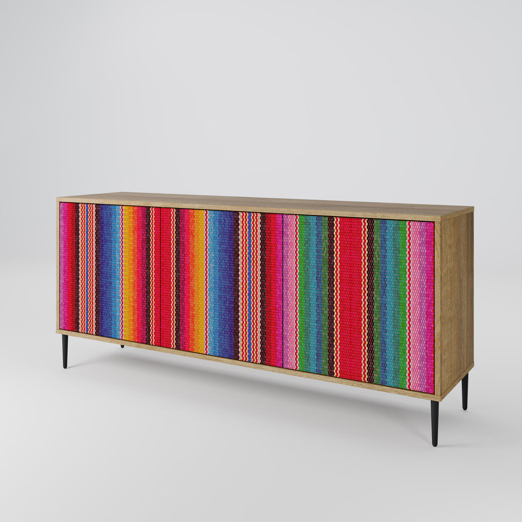 ETHNIC MEXICAN 3-Door Sideboard in Oak Effect
