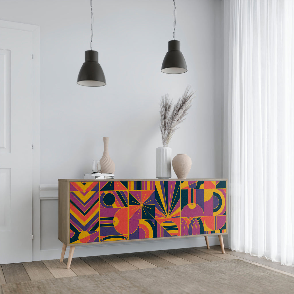 ELECTRIC PATTERNS 3-Door Sideboard in Oak Effect
