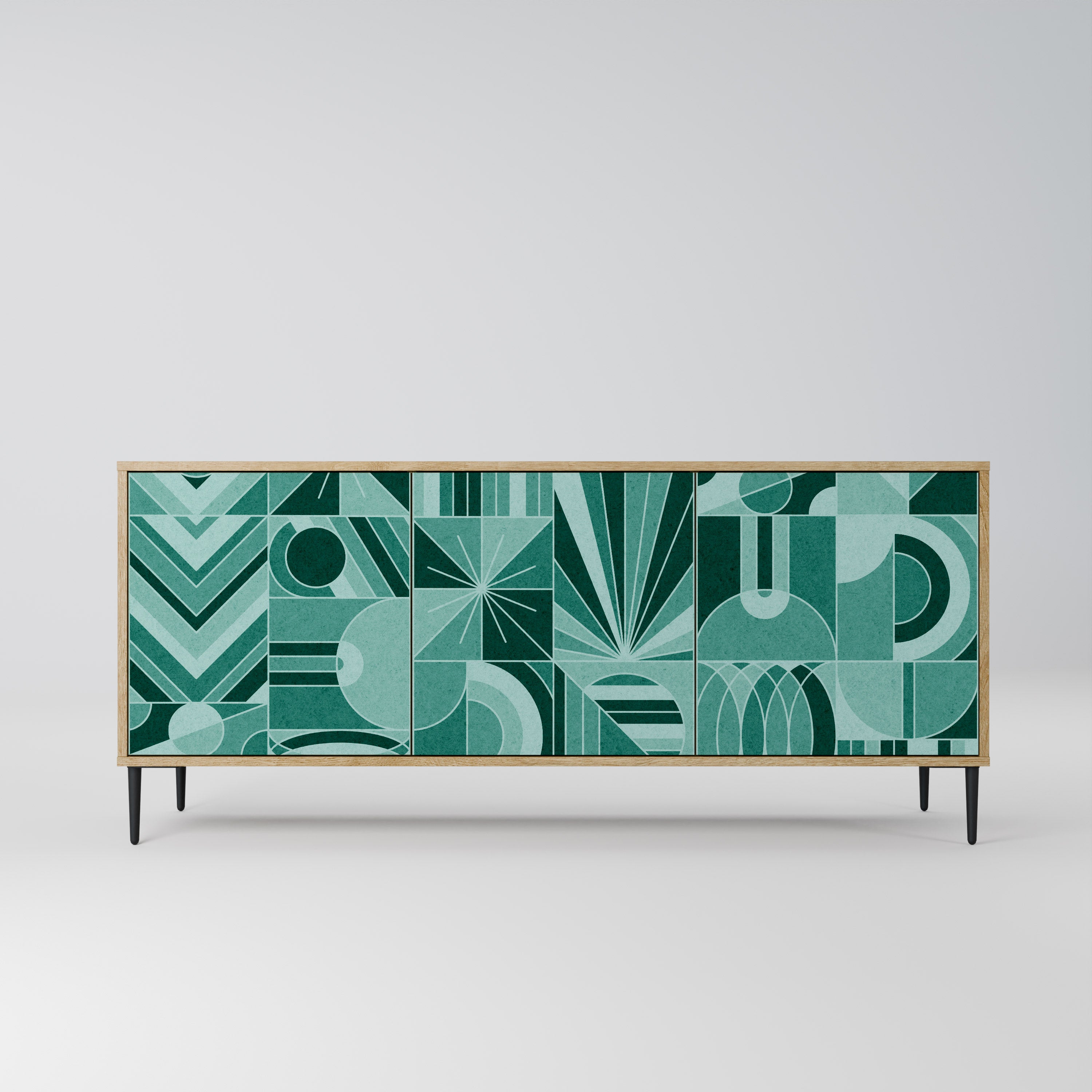 HARMONIC GRID 3-Door Sideboard in Oak Effect