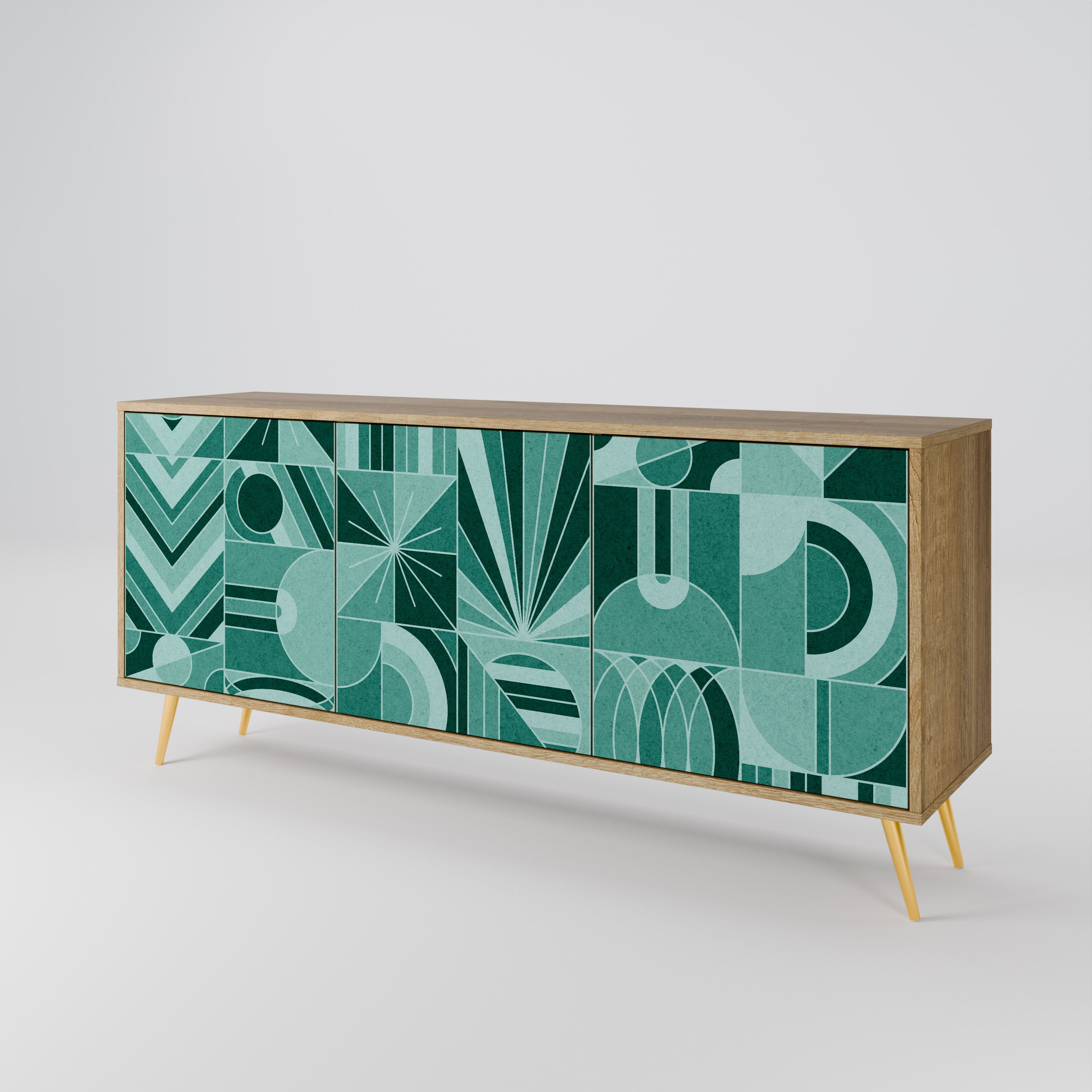 HARMONIC GRID 3-Door Sideboard in Oak Effect
