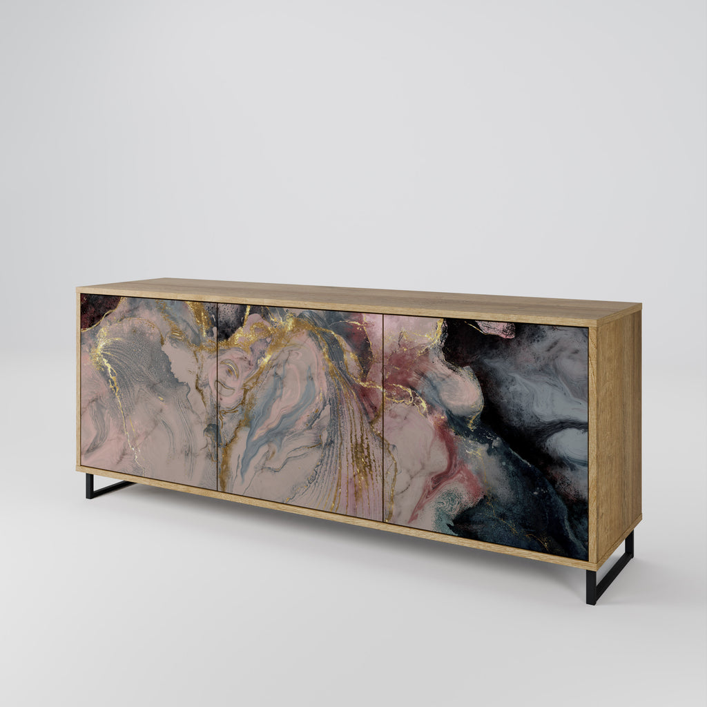 GILDED SWIRLS 3-Door Sideboard in Oak Effect