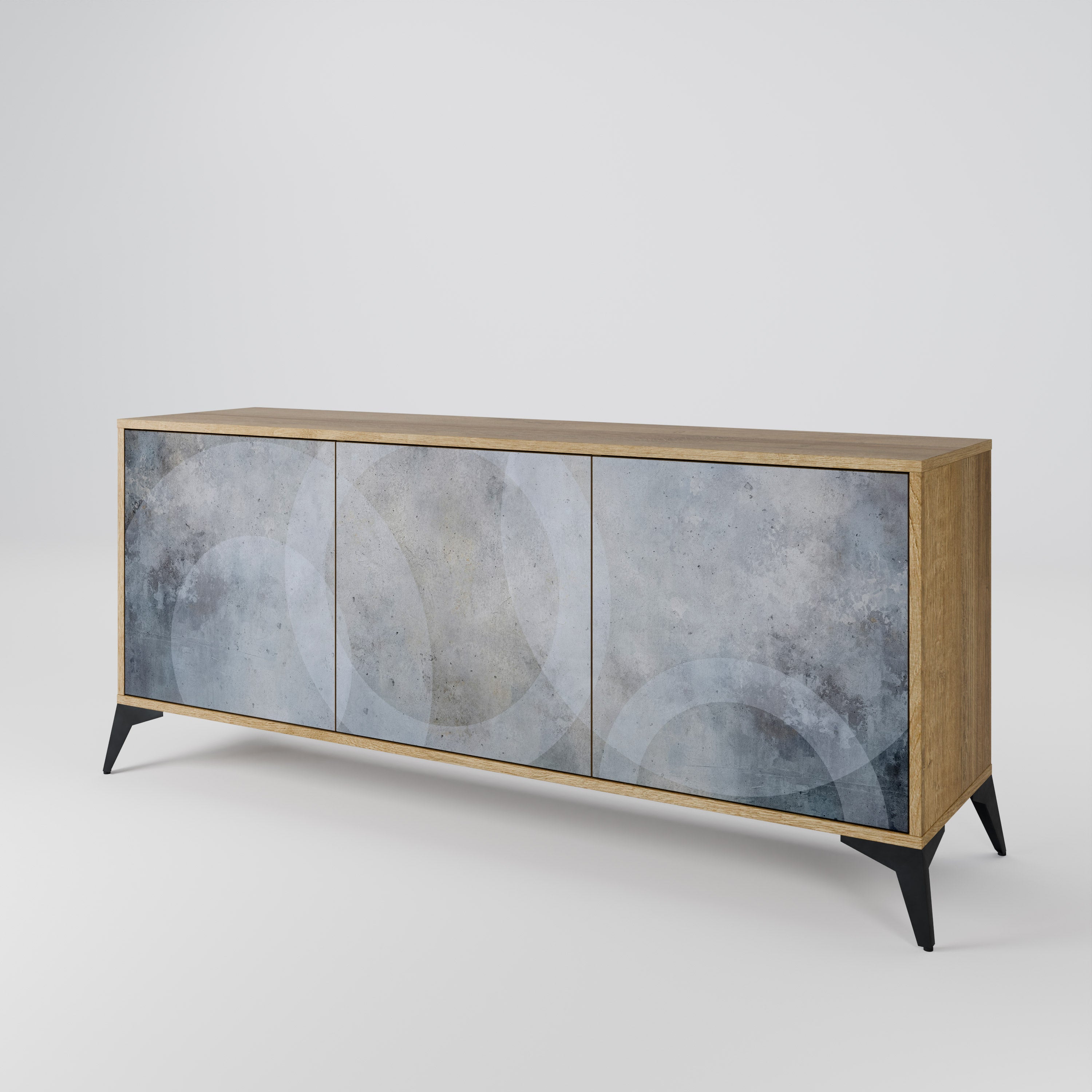 MUTED ARC 3-Door Sideboard in Oak Effect