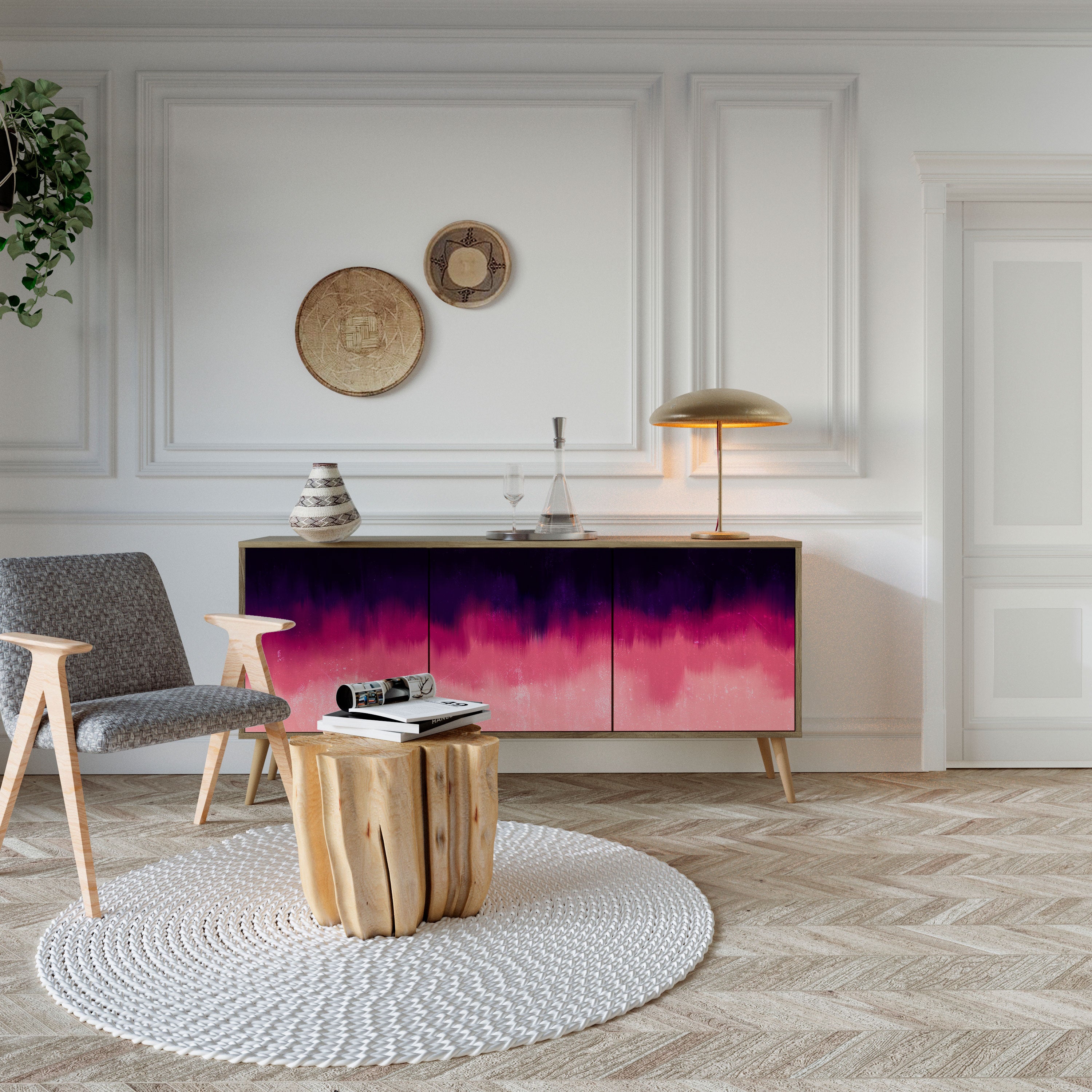 AURORA BOREALIS 3-Door Sideboard in Oak Effect