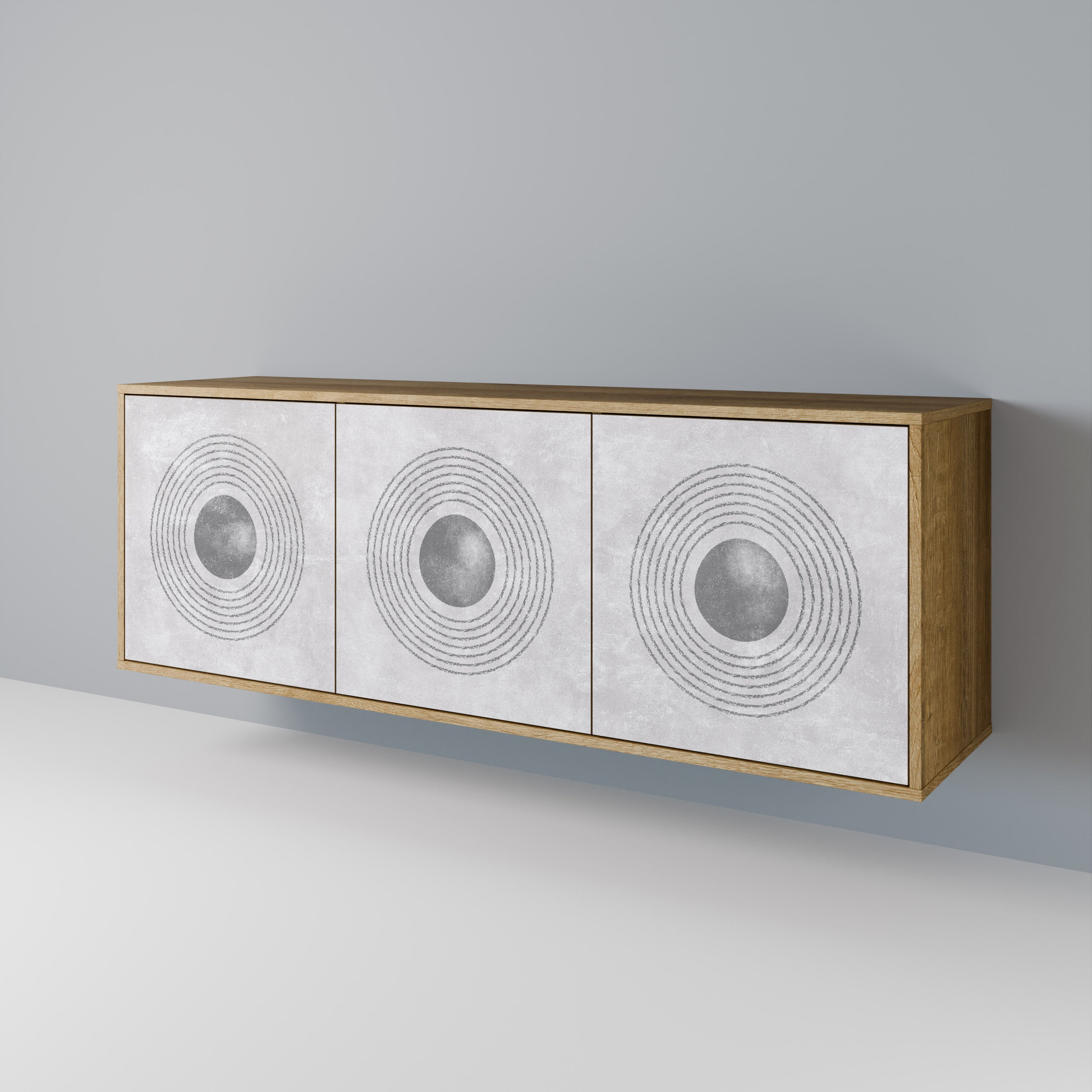 SOLID CIRCLES 3-Door Sideboard in Oak Effect