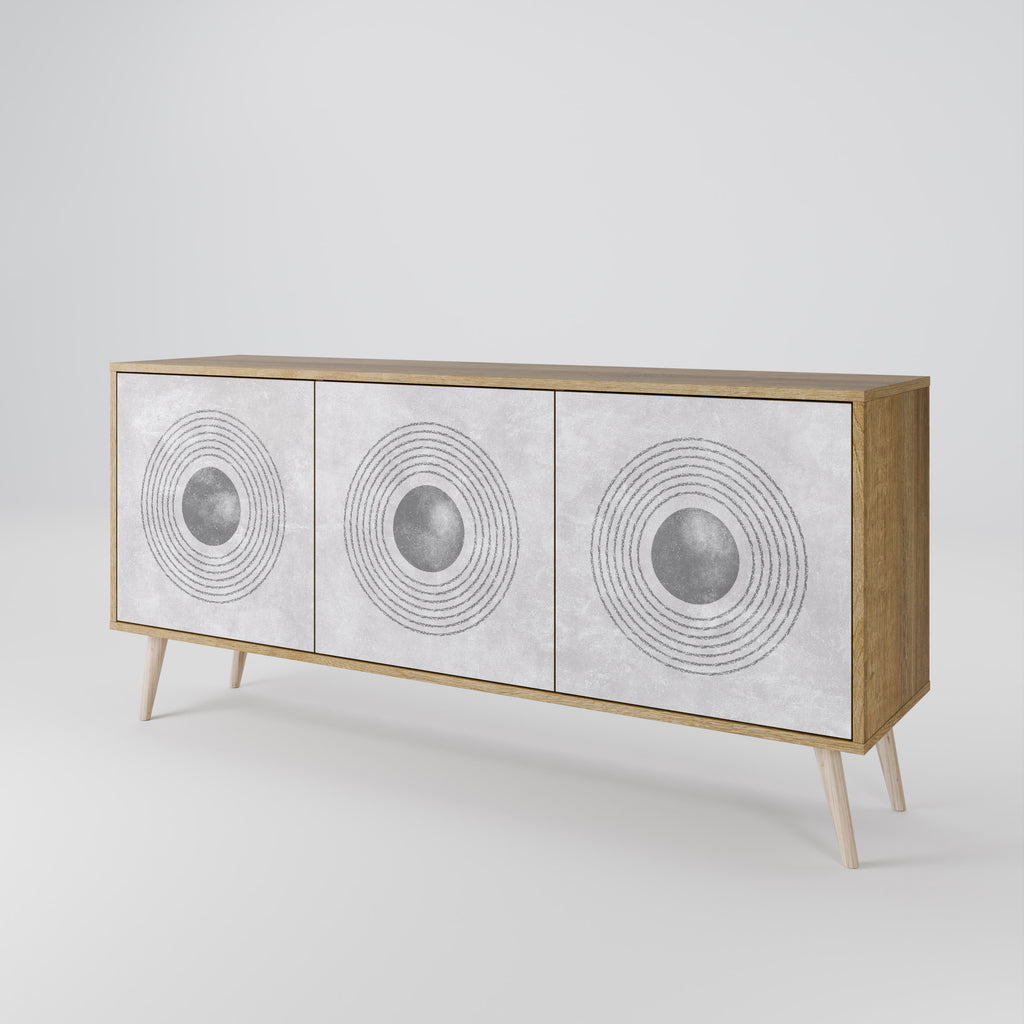 SOLID CIRCLES 3-Door Sideboard in Oak Effect