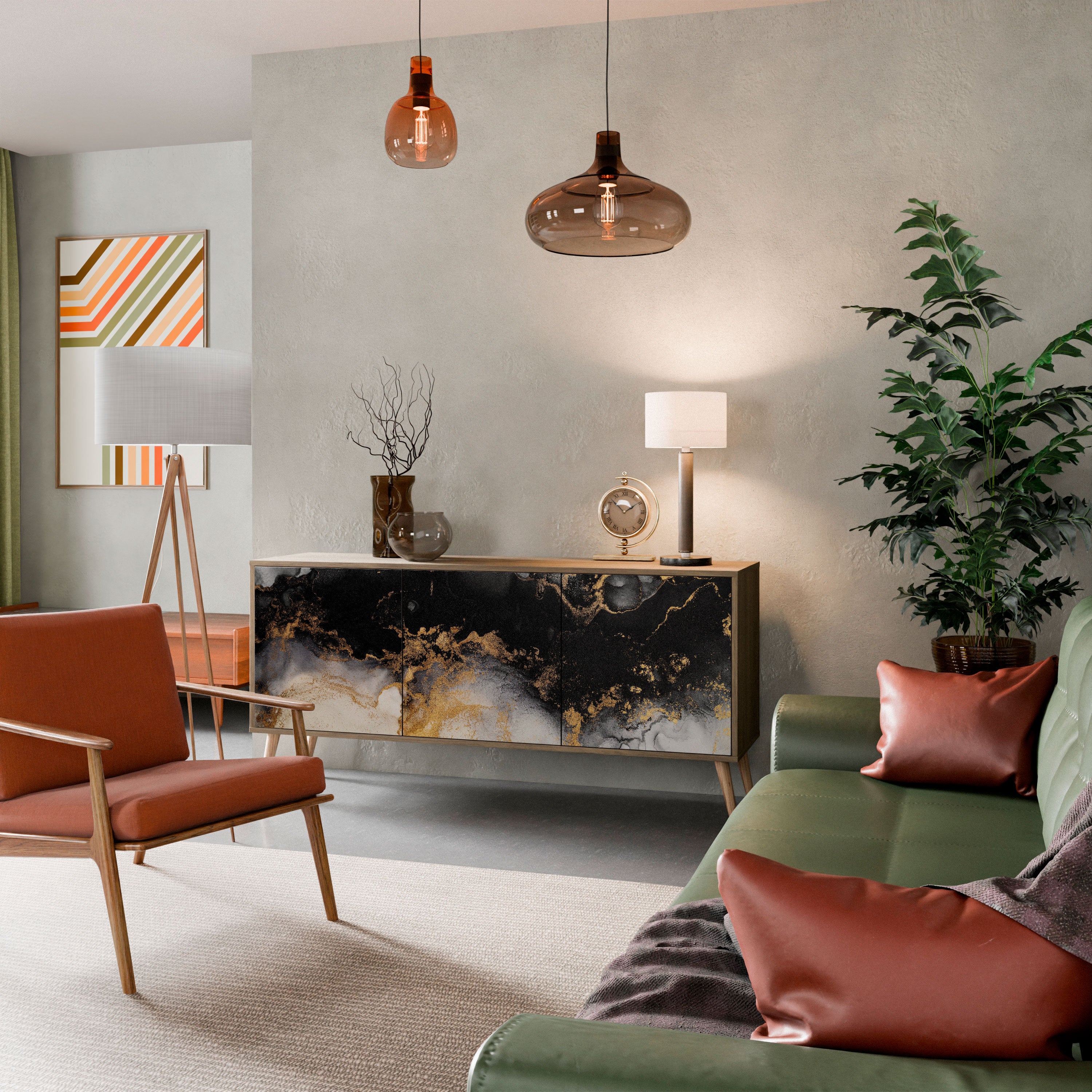 MARBLE OF TOMMORROW 3-Door Sideboard in Oak Effect