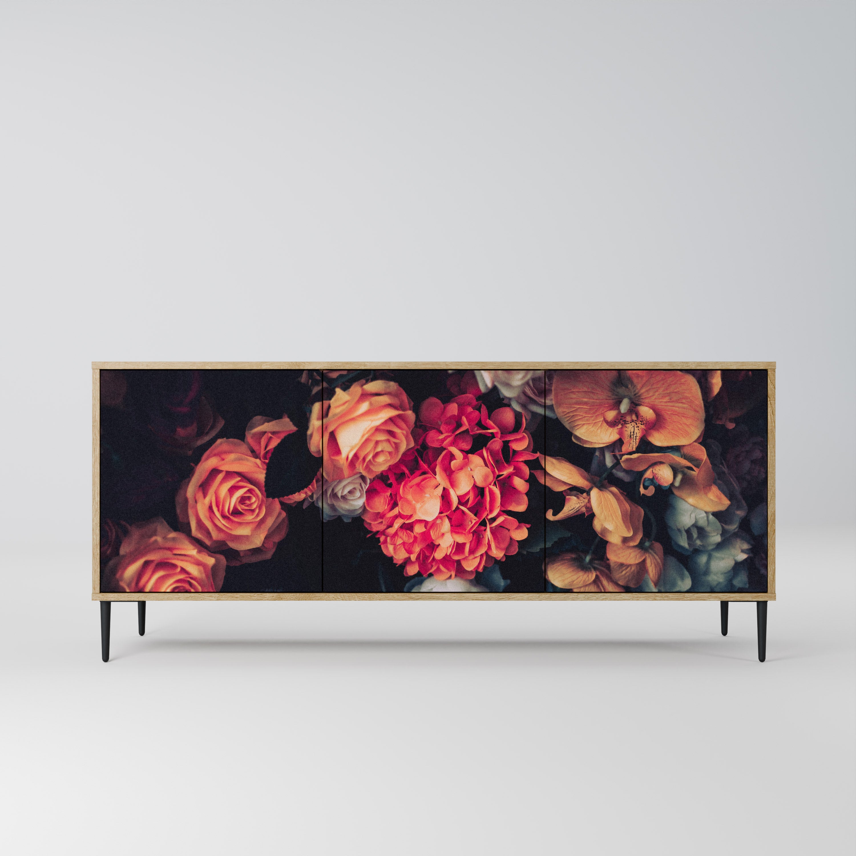 NEVERENDING BLOOM 3-Door Sideboard in Oak Effect