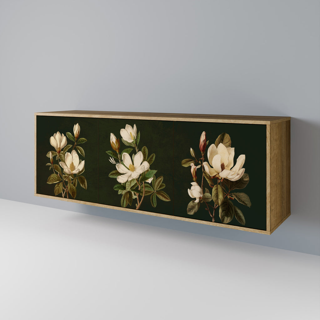 FLORAL NOIR 3-Door Sideboard in Oak Effect