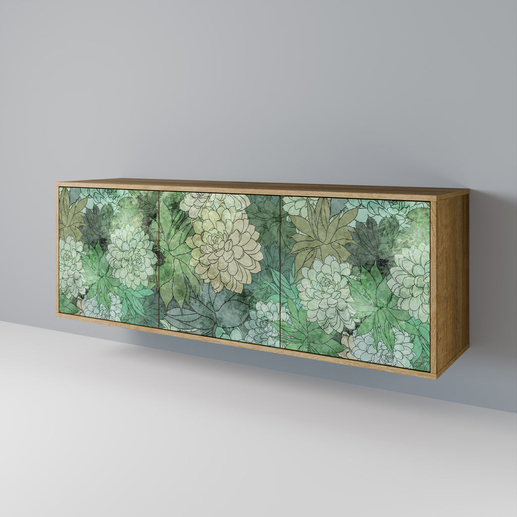 Aparador de 3 puertas SUCCULENT CLUSTER con efecto roble
