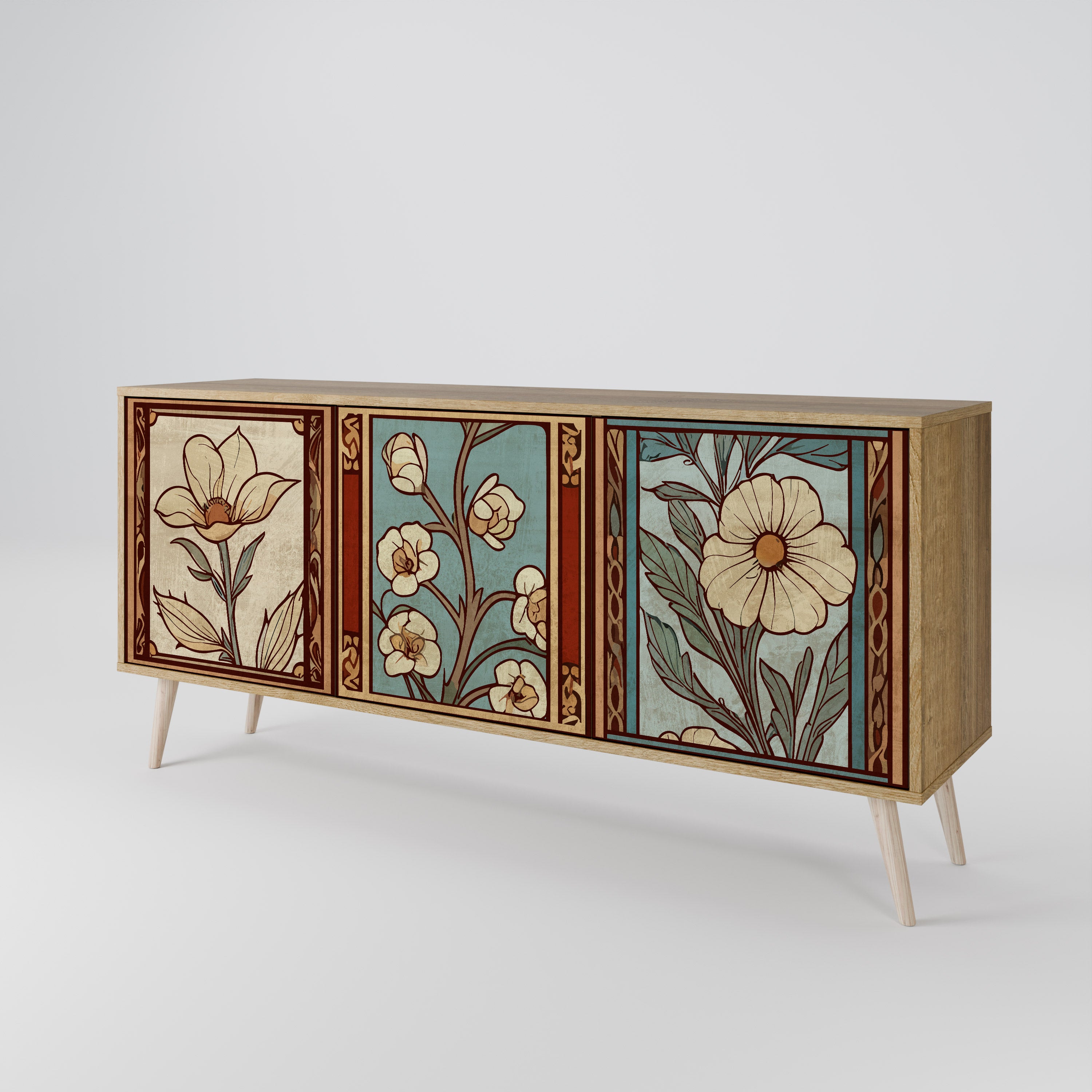 TIMELESS FLORA 3-Door Sideboard in Oak Effect