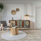 TIMELESS FLORA Aparador de 3 Puertas en Efecto Roble